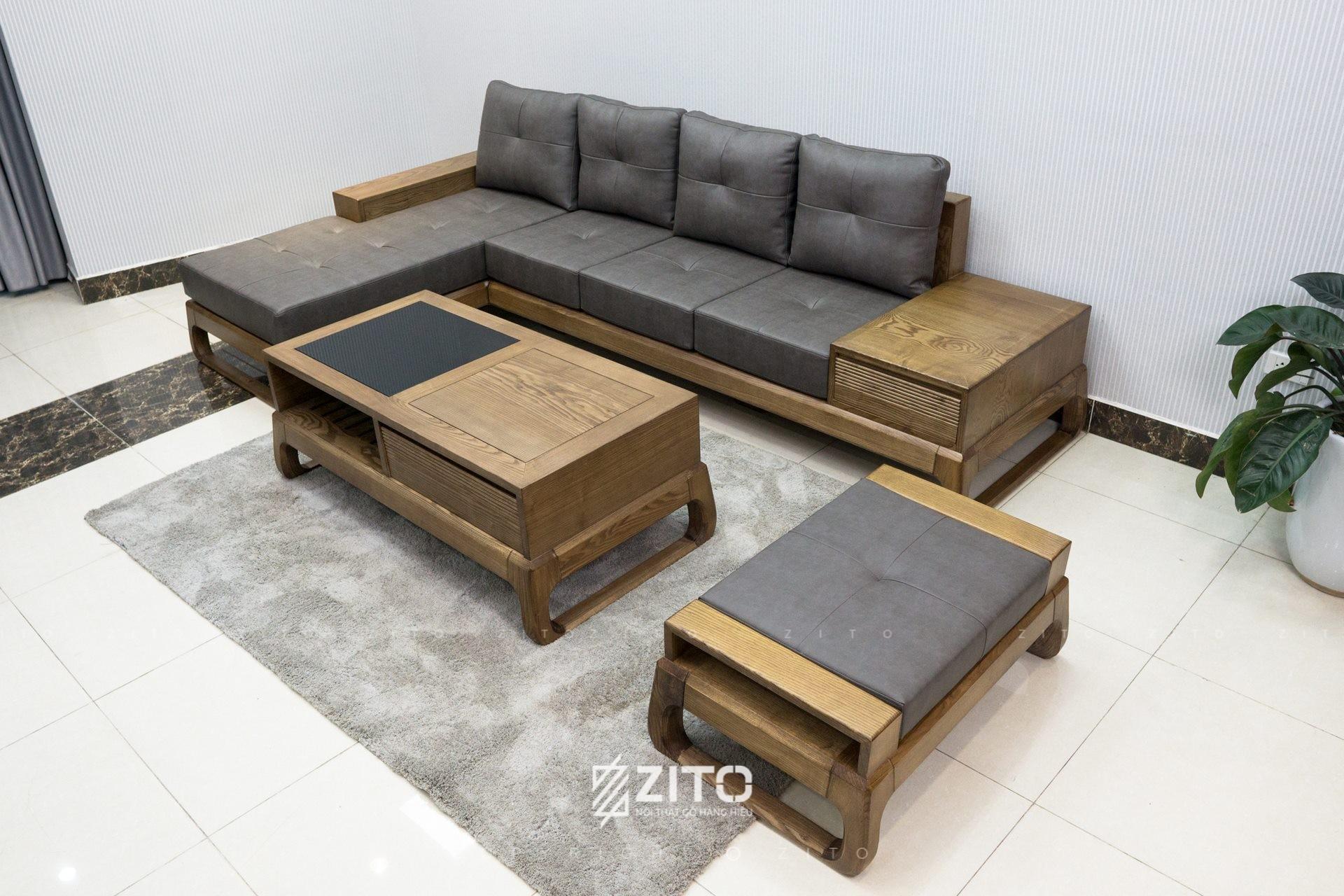 Sofa gỗ sồi góc L ZG 155 Porary