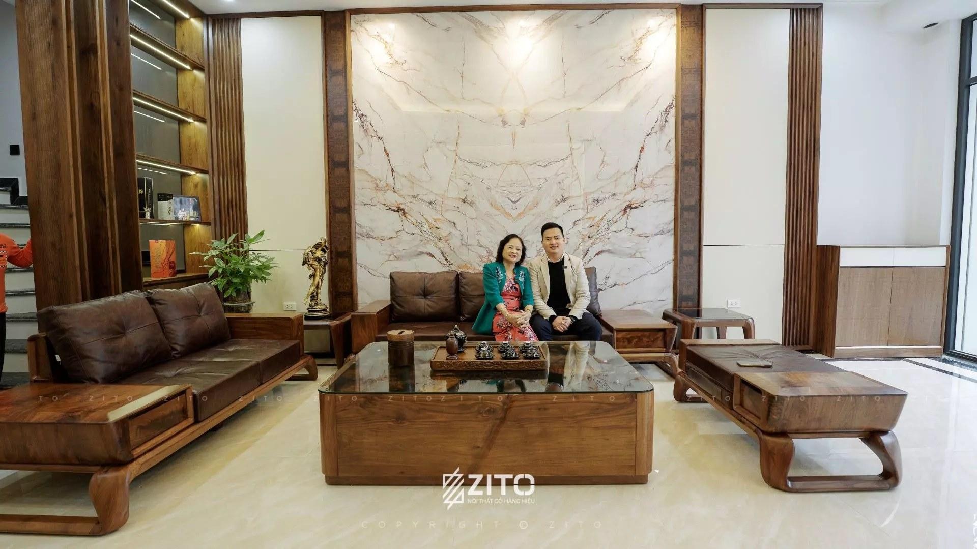 Hình ảnh thực tế sofa gỗ chữ u ZITO