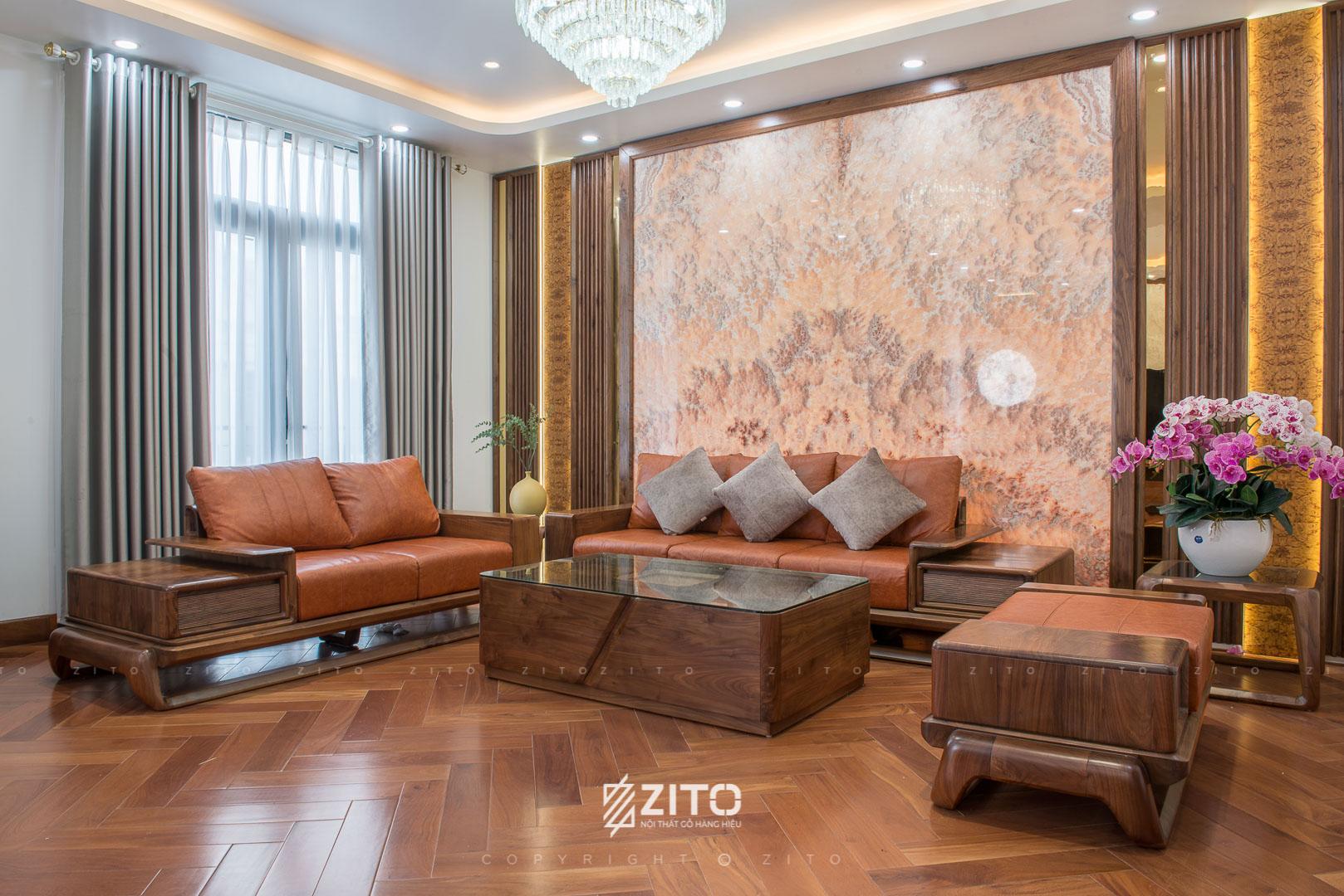 Hình ảnh thực tế sofa gỗ chữ u ZITO