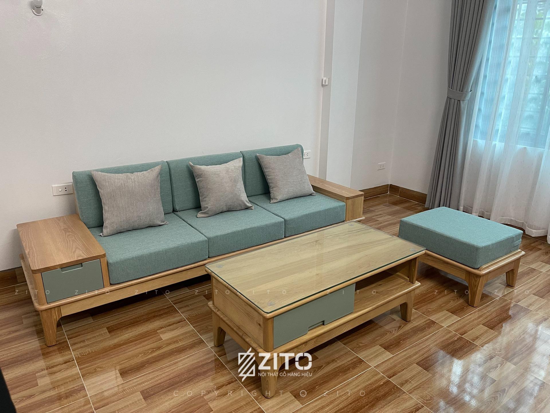 thực tế sofa gỗ sồi ZITO