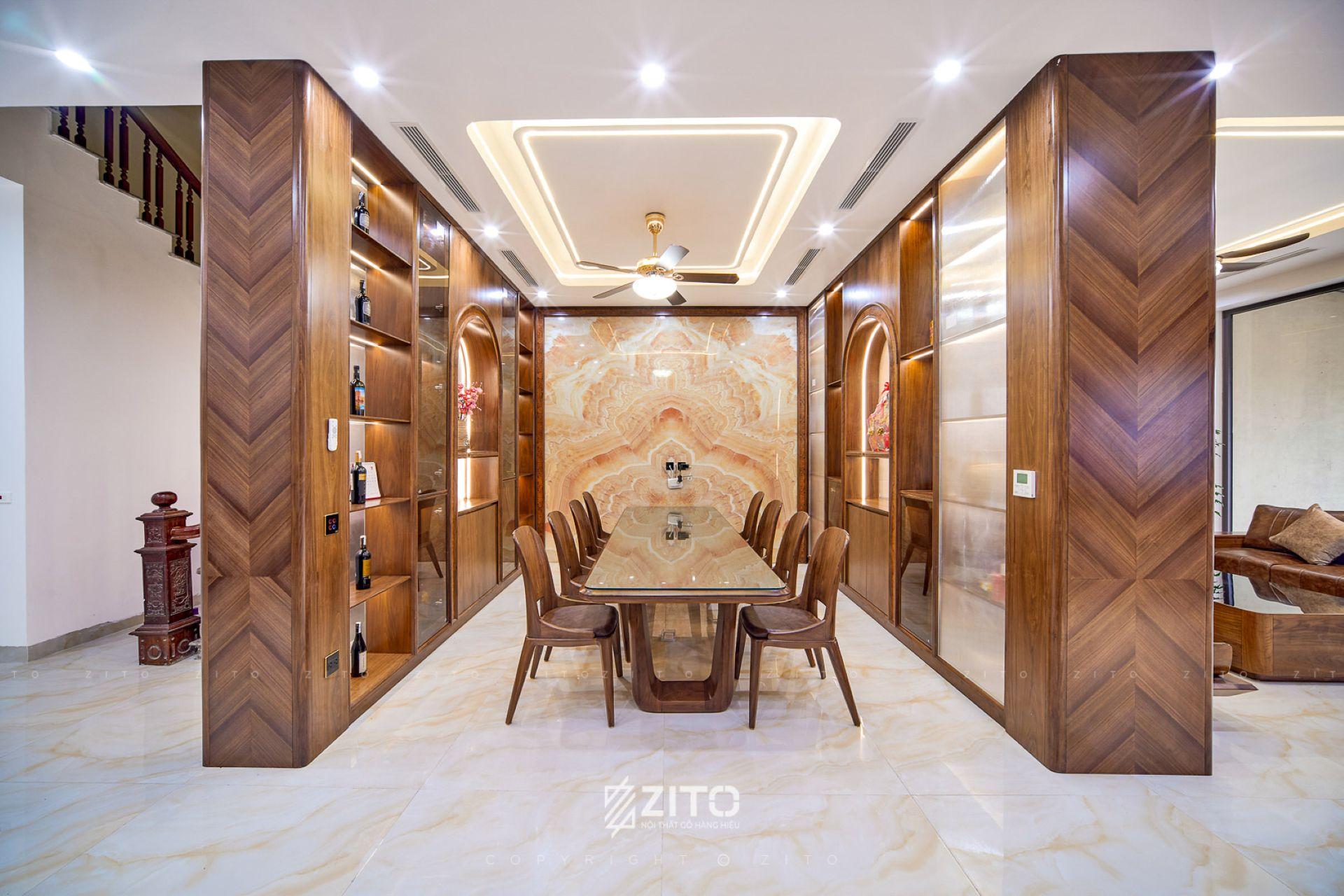 Bàn giao bộ bàn ăn 8 ghế gỗ óc chó