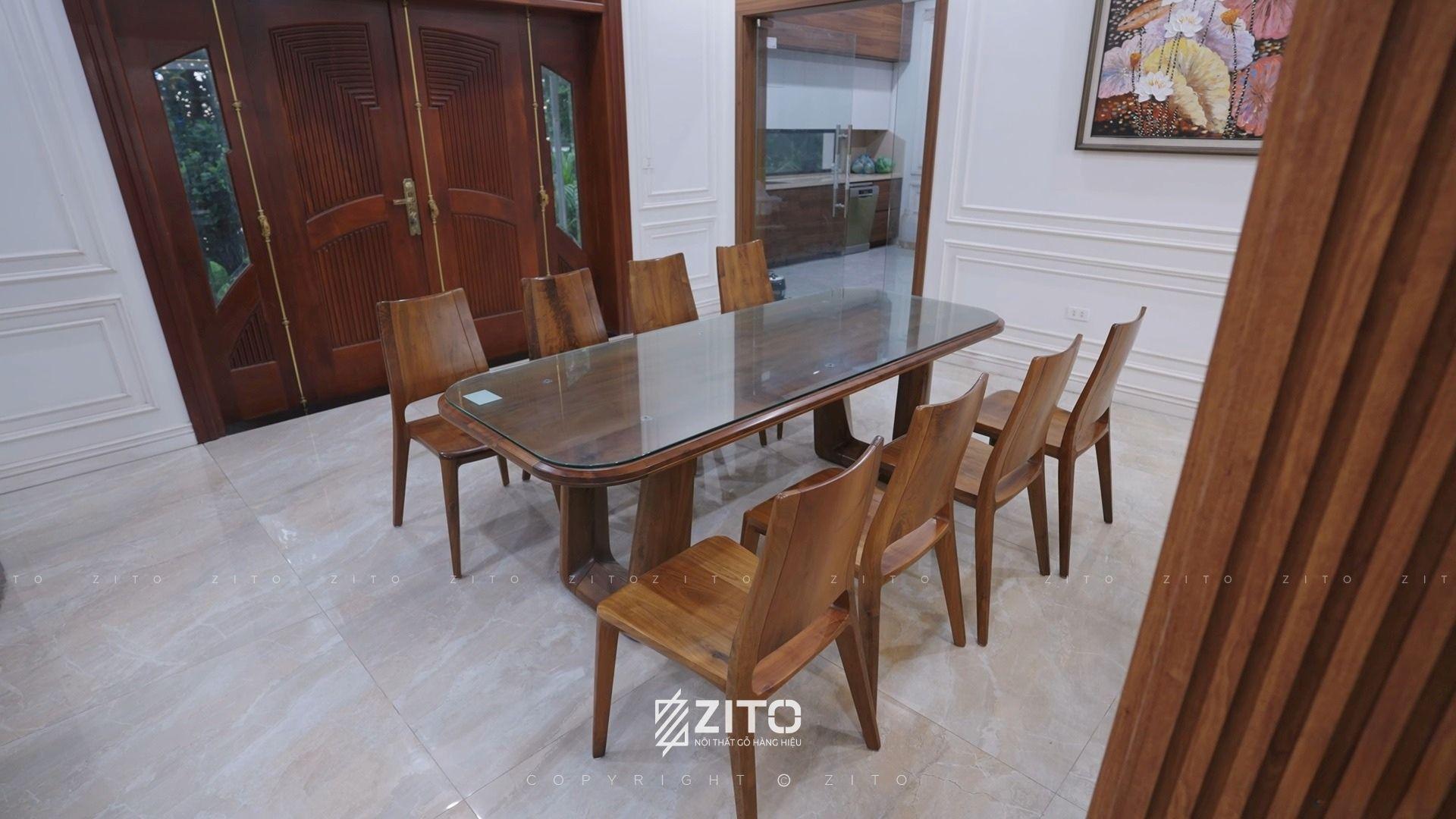Bàn giao combo nội thất đồ rời gỗ óc chó phòng khách bếp