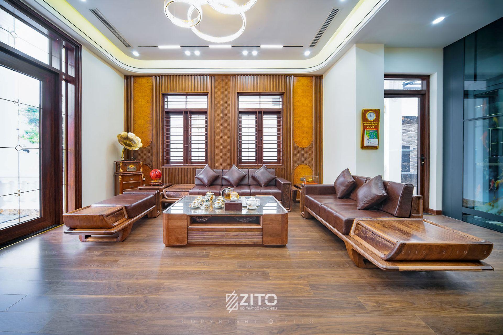 Bàn giao sofa gỗ óc chó ZG 186