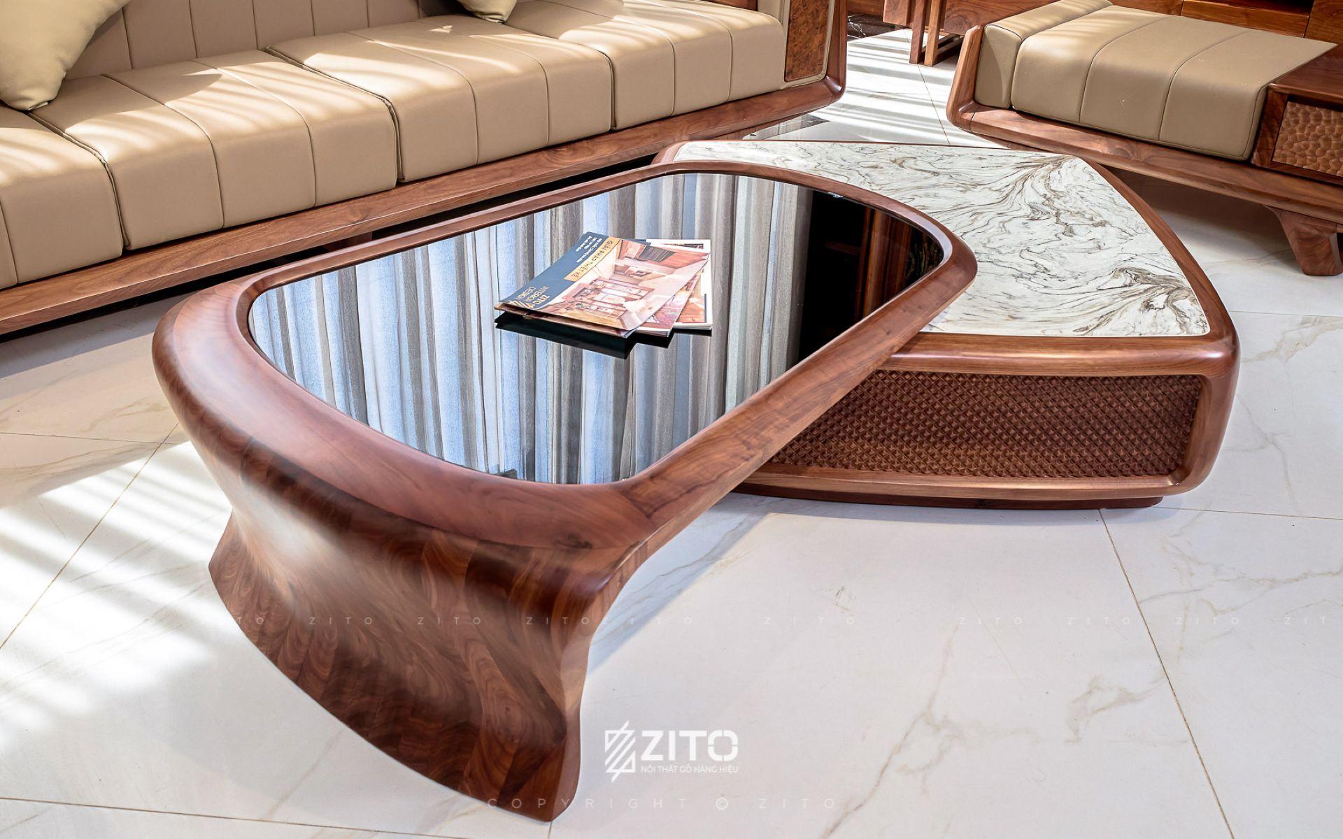 Bàn trà gỗ óc chó ZB 006