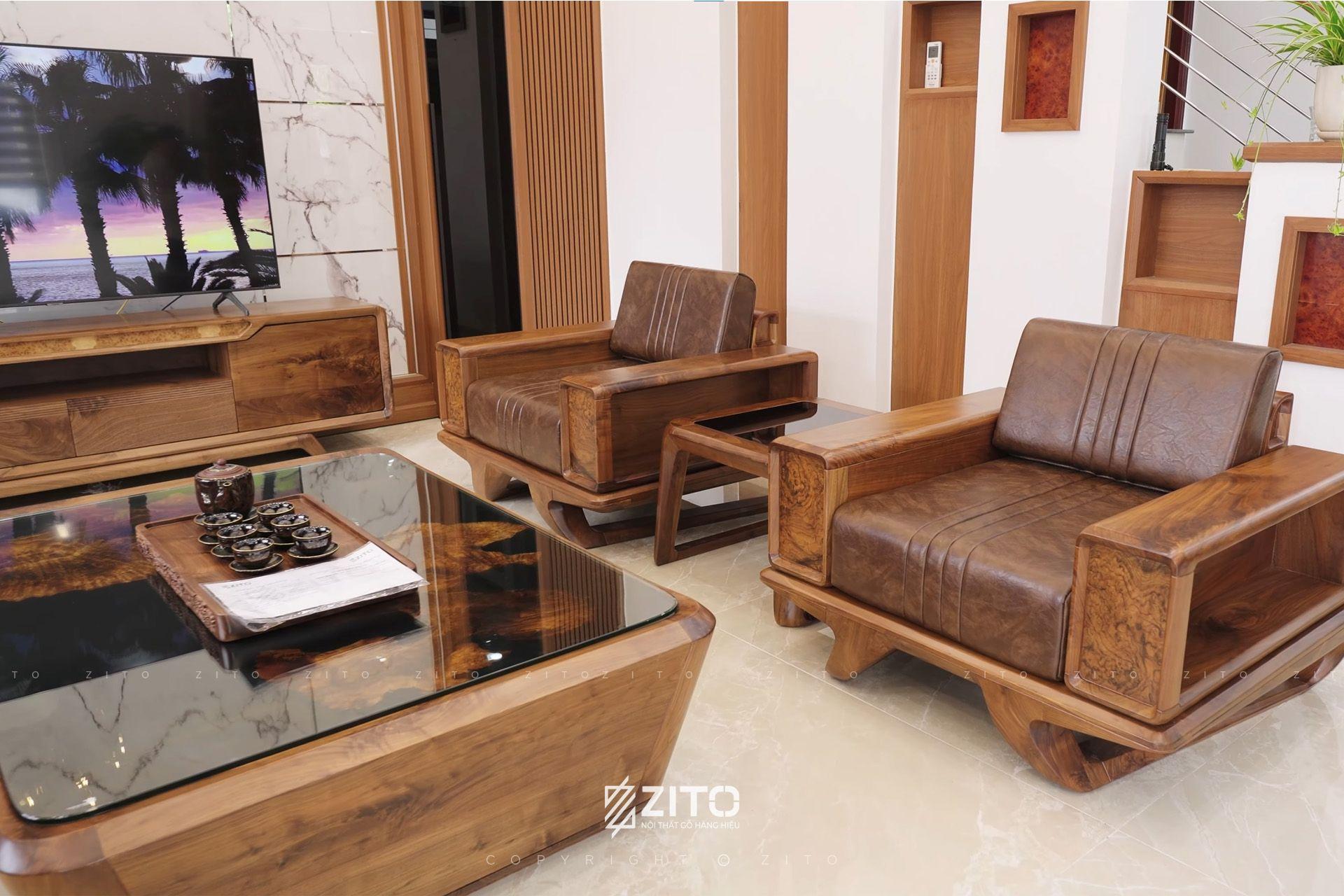 combo đồ rời nội thất gỗ óc chó biệt thự Yên Bái