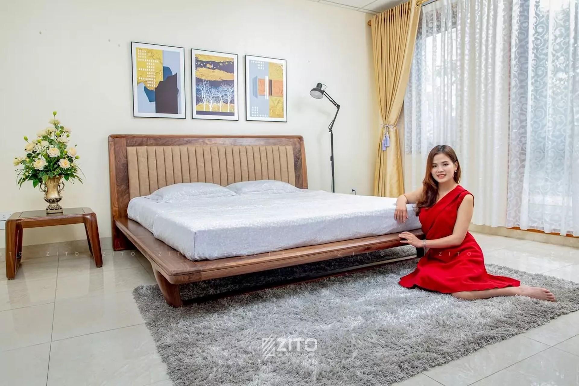 Giường ngủ ZA 808 gỗ óc chó