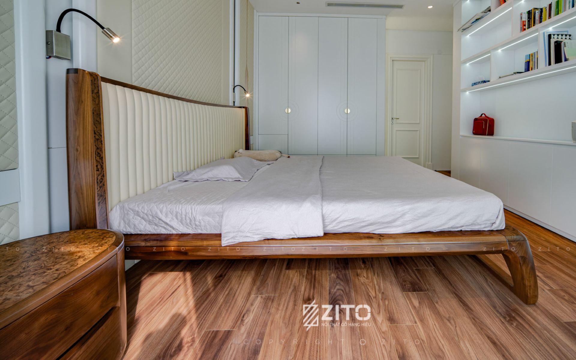 Giường ngủ ZA 814 gỗ óc chó