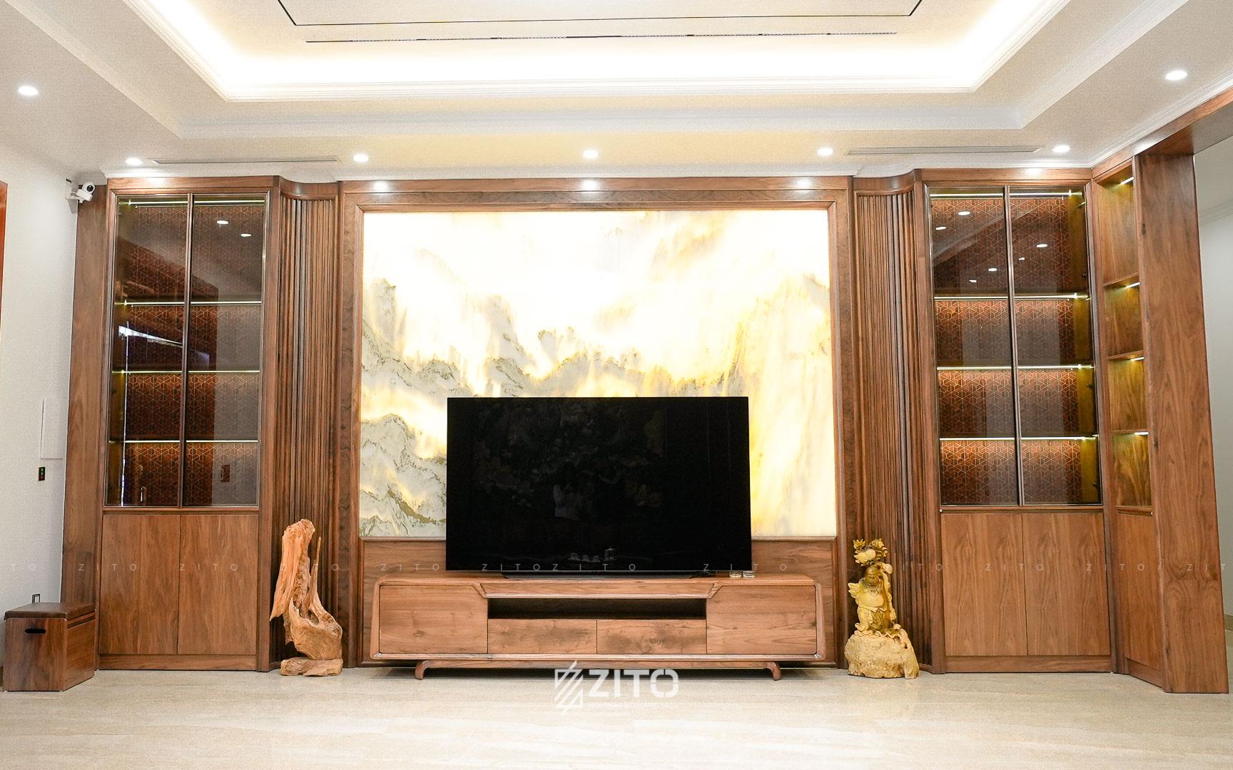 Mẫu kệ tivi gỗ óc chó đẹp