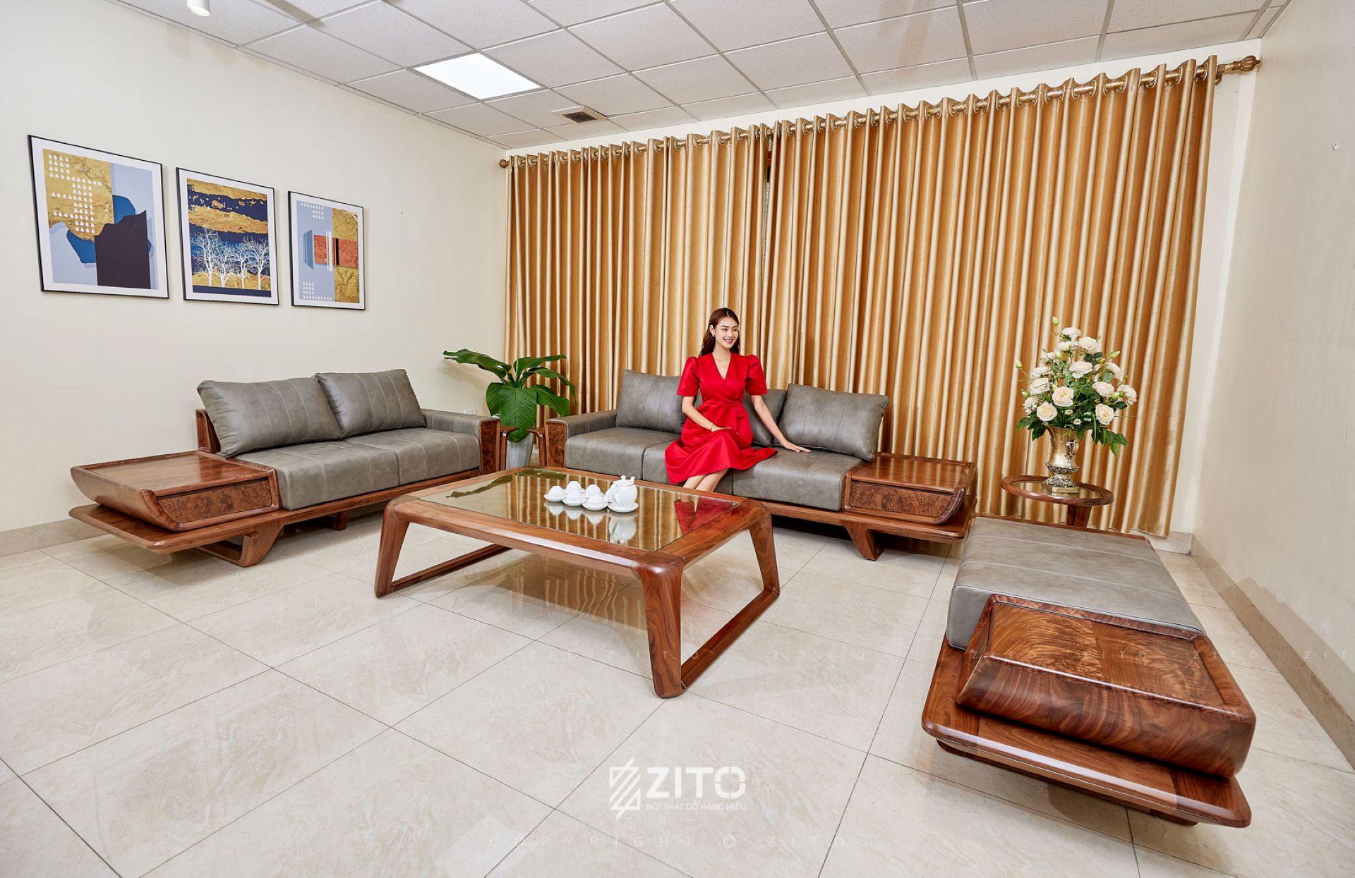 mẫu sofa gỗ óc chó đẹp