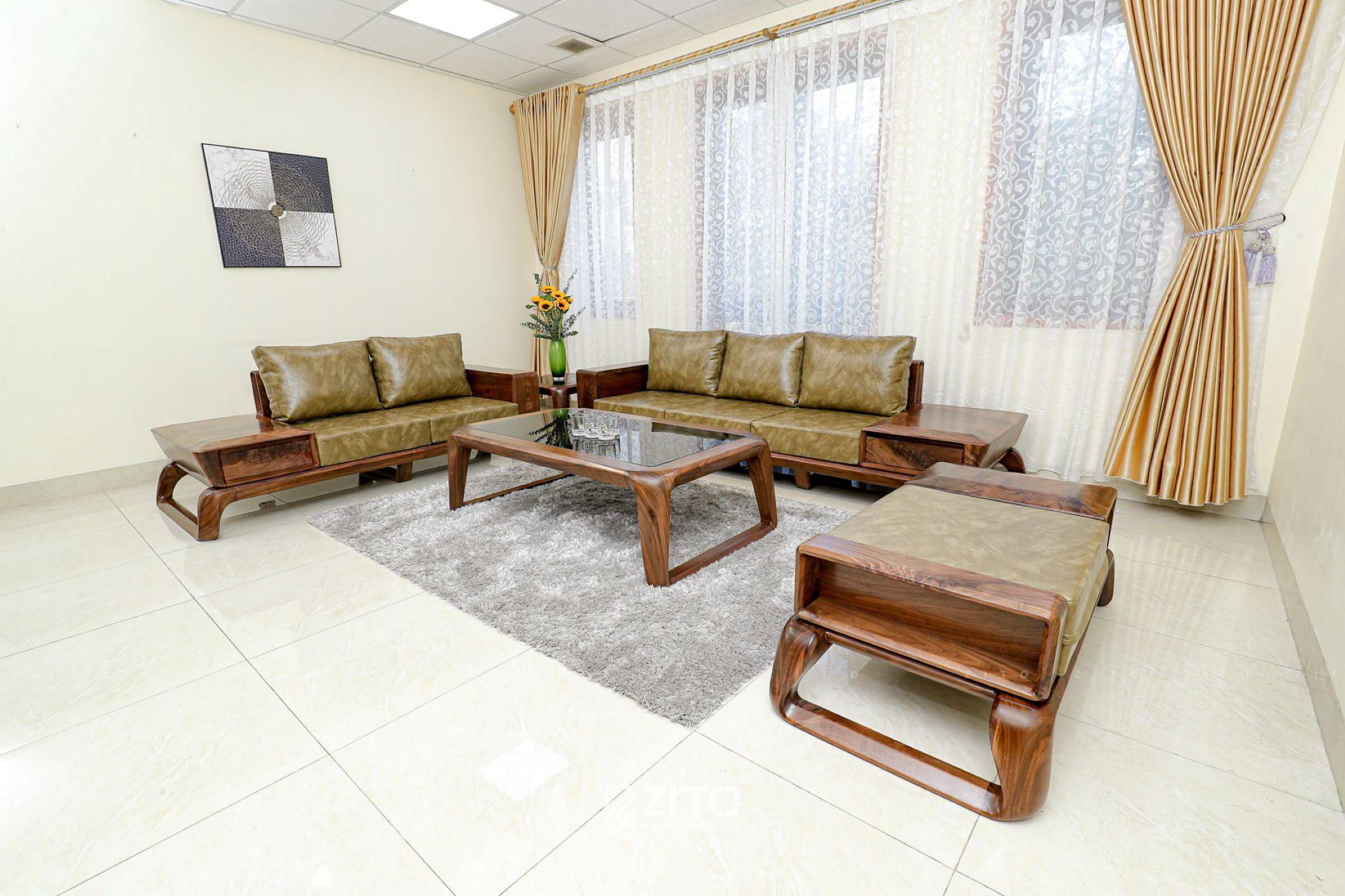 mẫu sofa gỗ óc chó đẹp