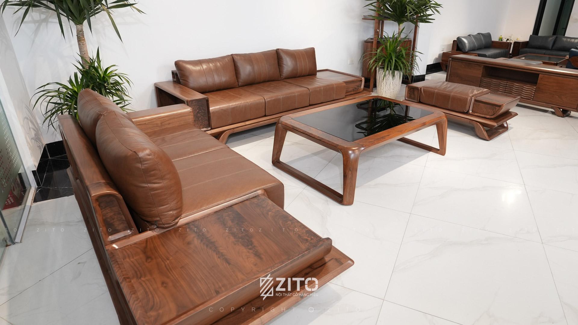 Sofa chữ U gỗ óc chó ZG 182 & ZB 160 có khả năng chịu lực tốt