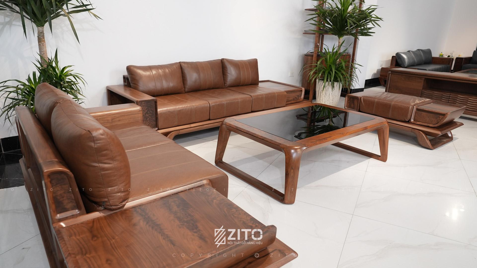 Sofa chữ U gỗ óc chó ZG 182 & ZB 160 ở mọi góc độ đều có điểm nhấn hút mắt