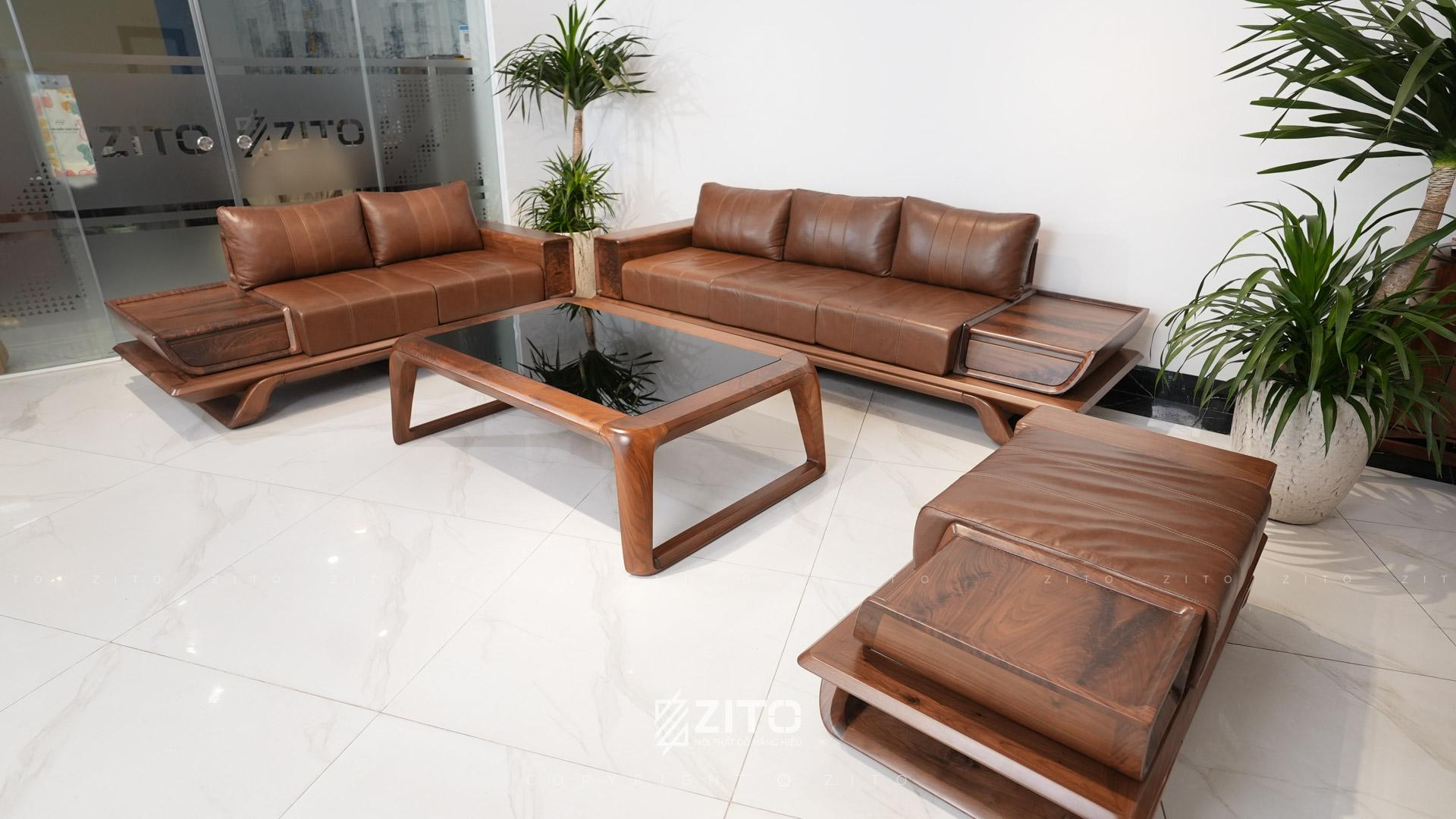 Sofa chữ U gỗ óc chó ZG 182 & ZB 160 chất lượng