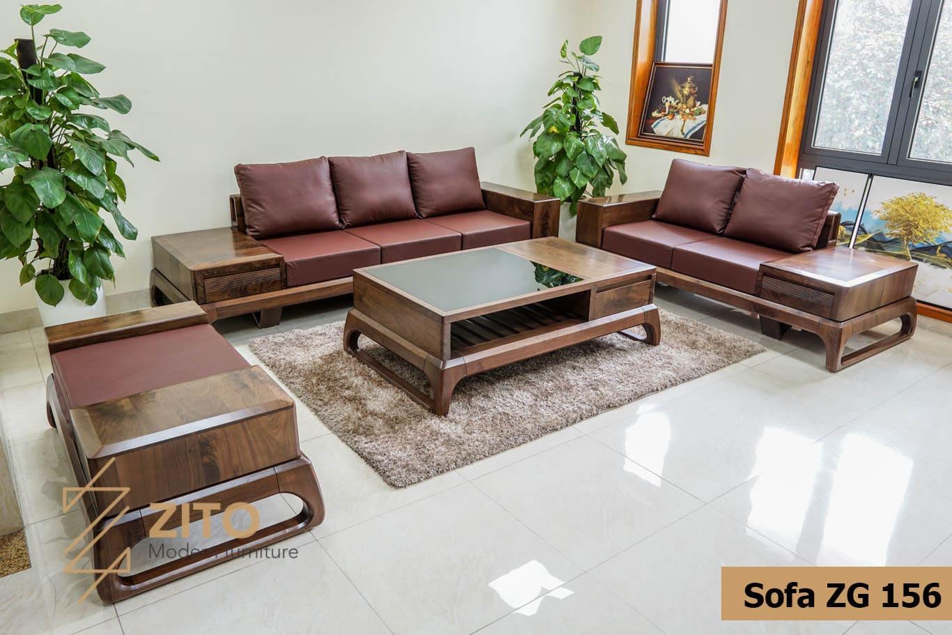 Sofa gỗ óc chó chữ U ZG 156  thể hiện sự uy nghi lịch thiệp cho không gian tiếp khách gia đình bạn