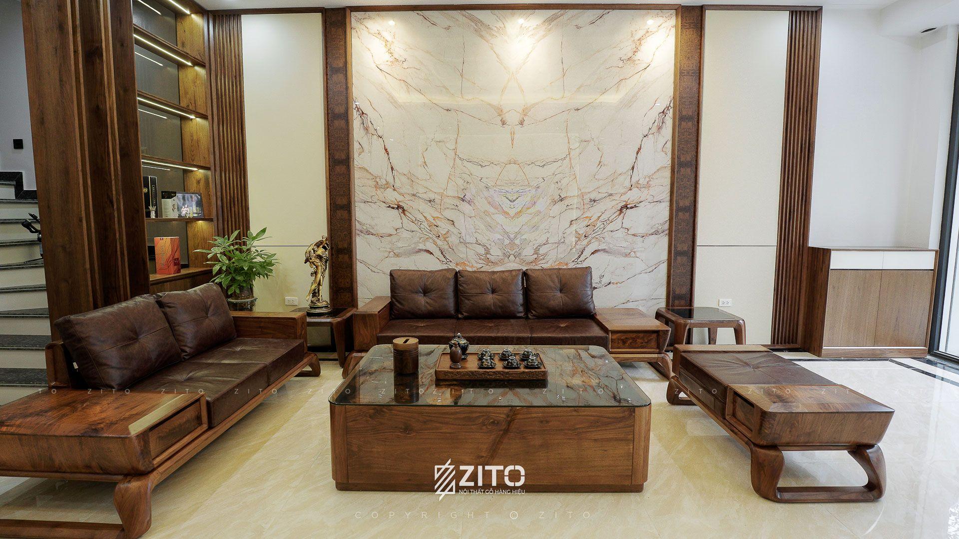 Sofa chữ U ZG 160 gỗ óc chó Limited 