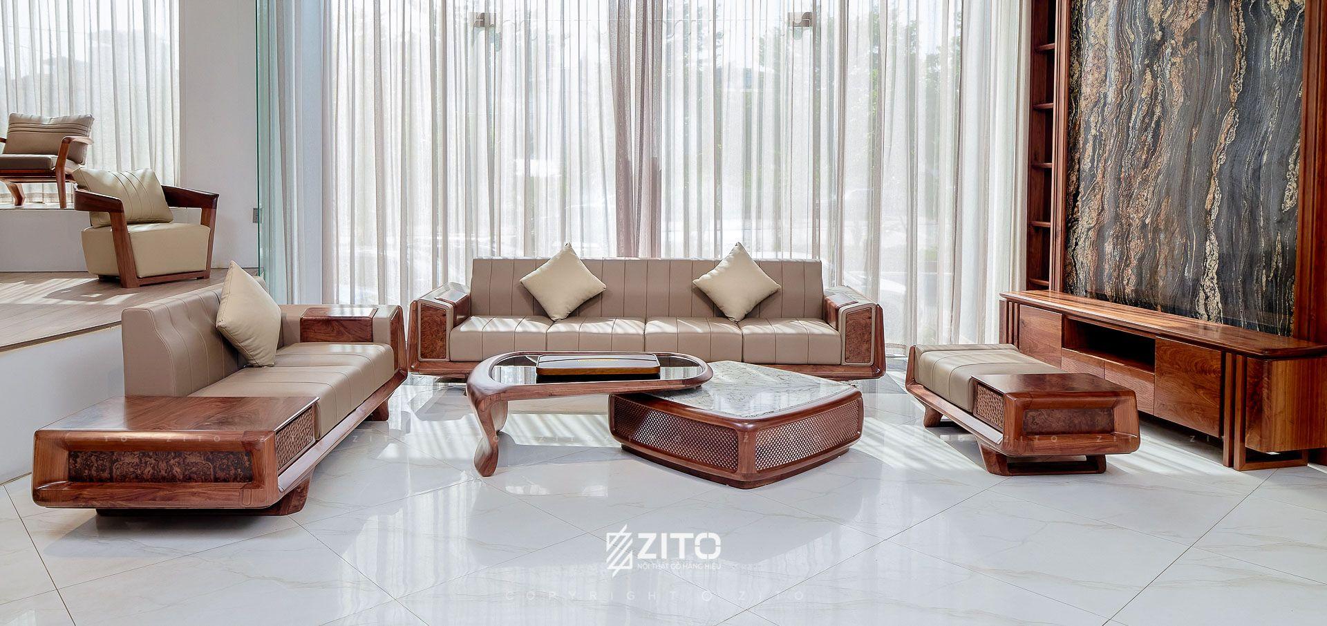 Sofa gỗ óc chó ZG 190 4 chỗ
