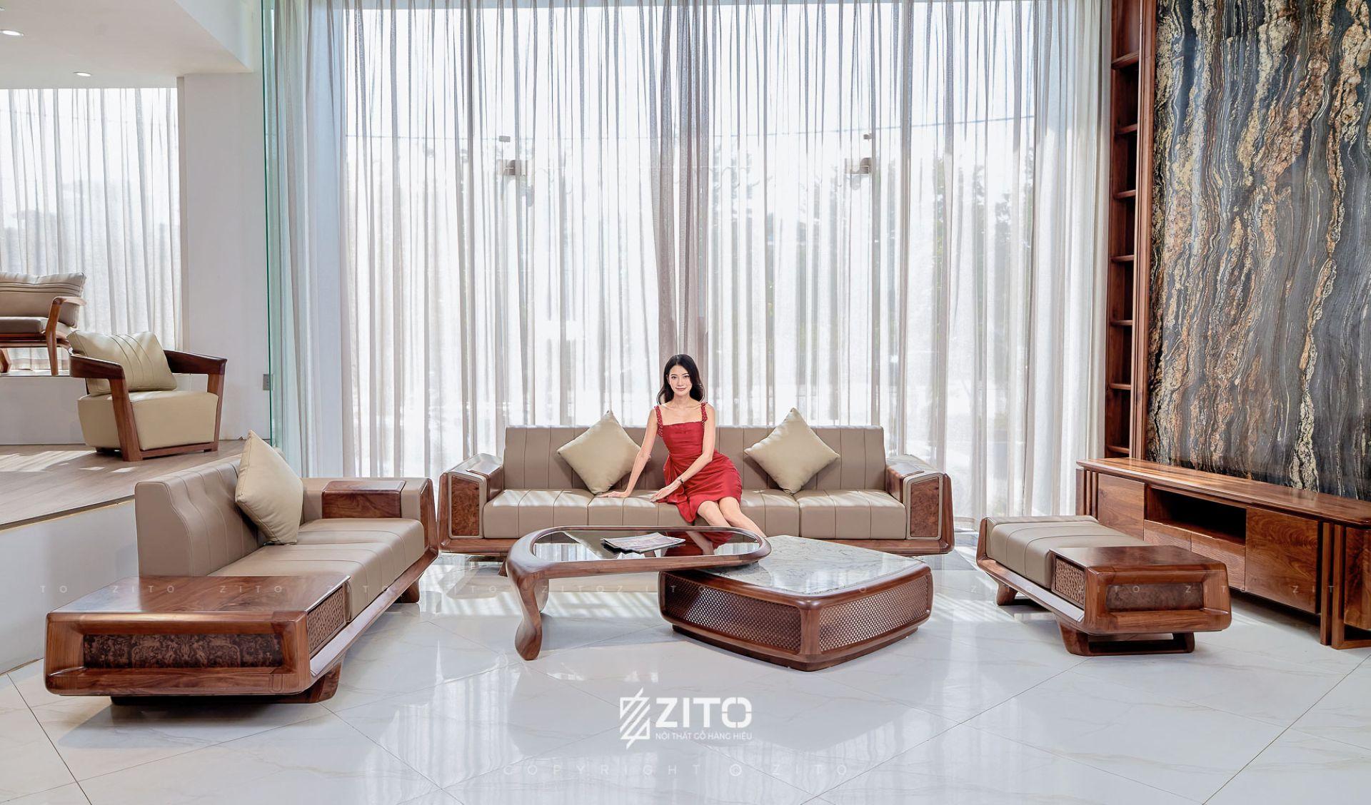 Sofa gỗ óc chó ZG 190 4 chỗ