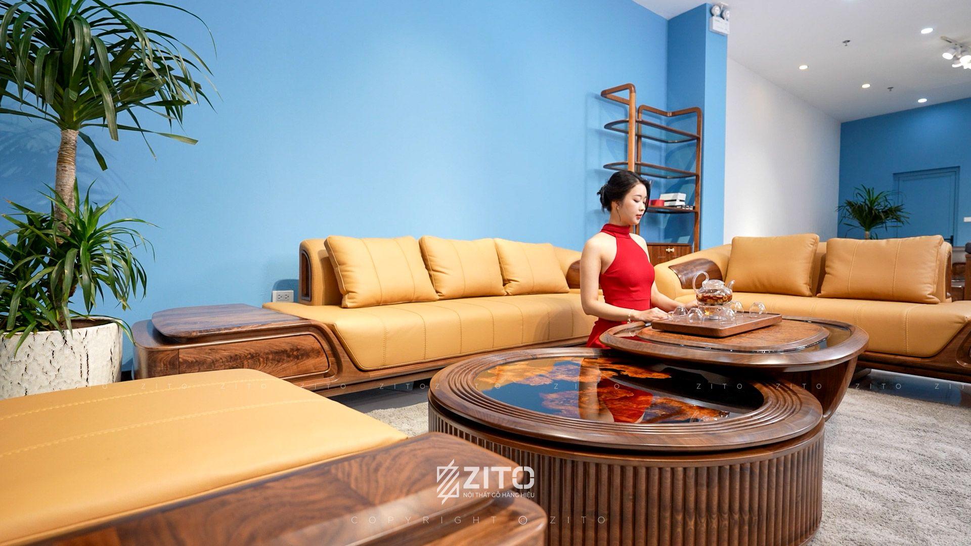 Sofa gỗ óc chó chữ U ZG 194
