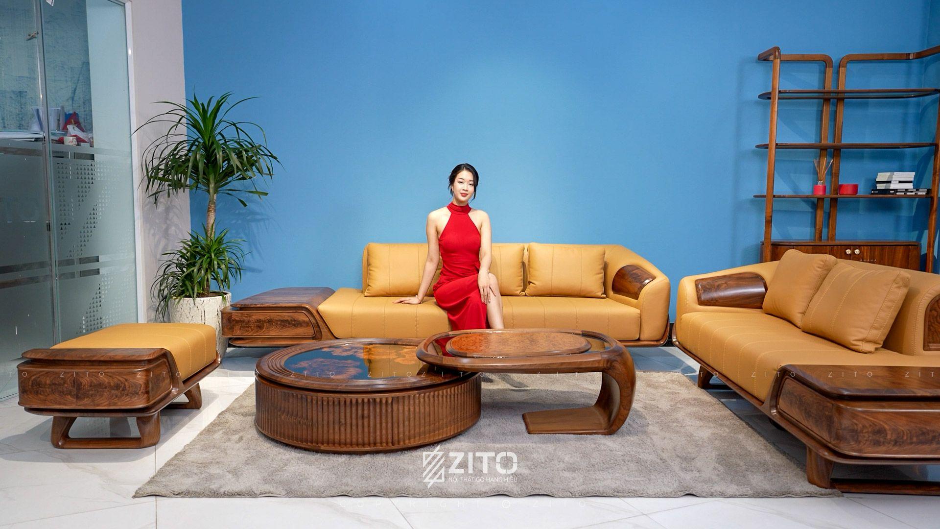 Sofa gỗ óc chó chữ U ZG 194
