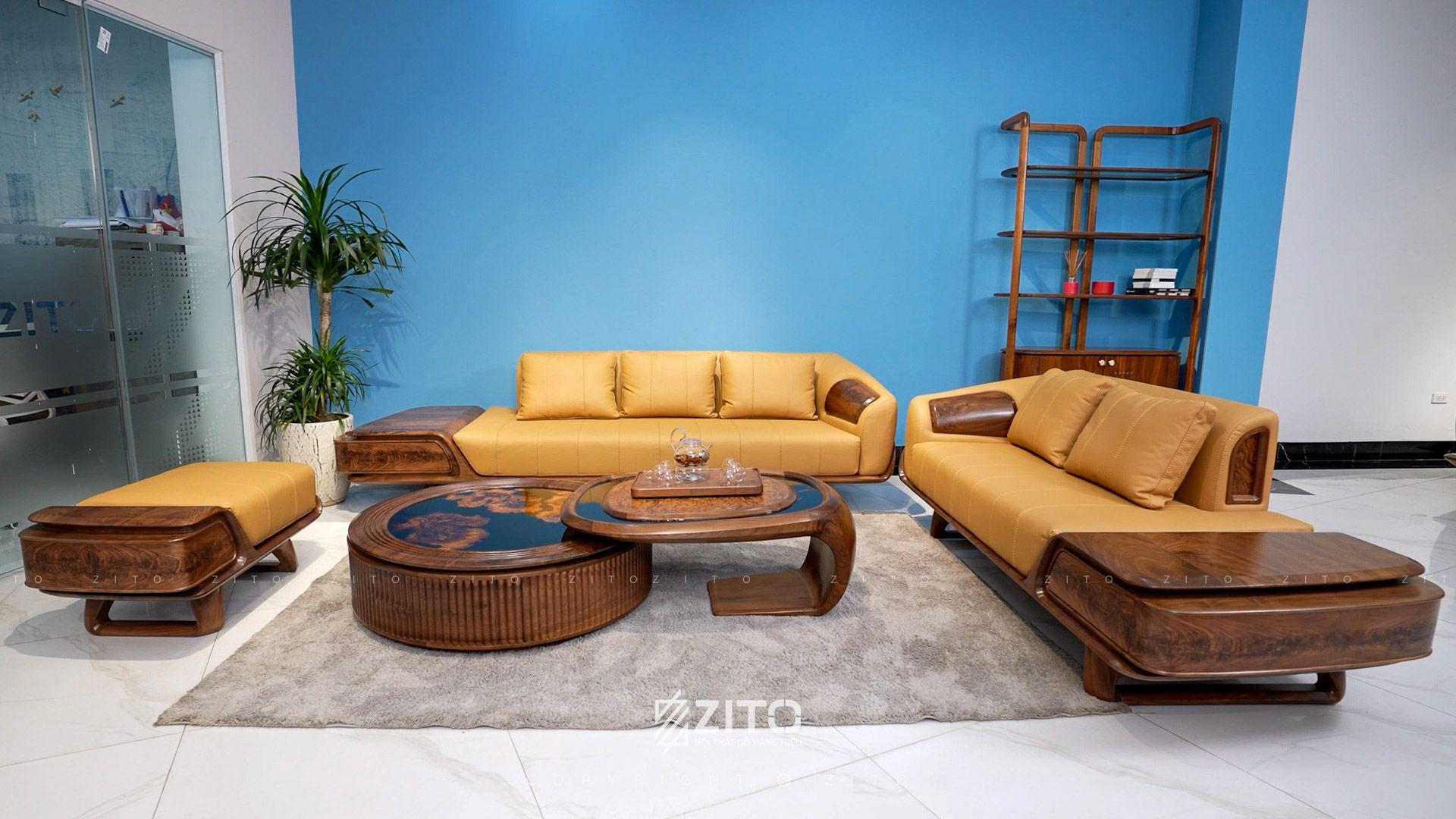 Sofa gỗ óc chó chữ U ZG 194
