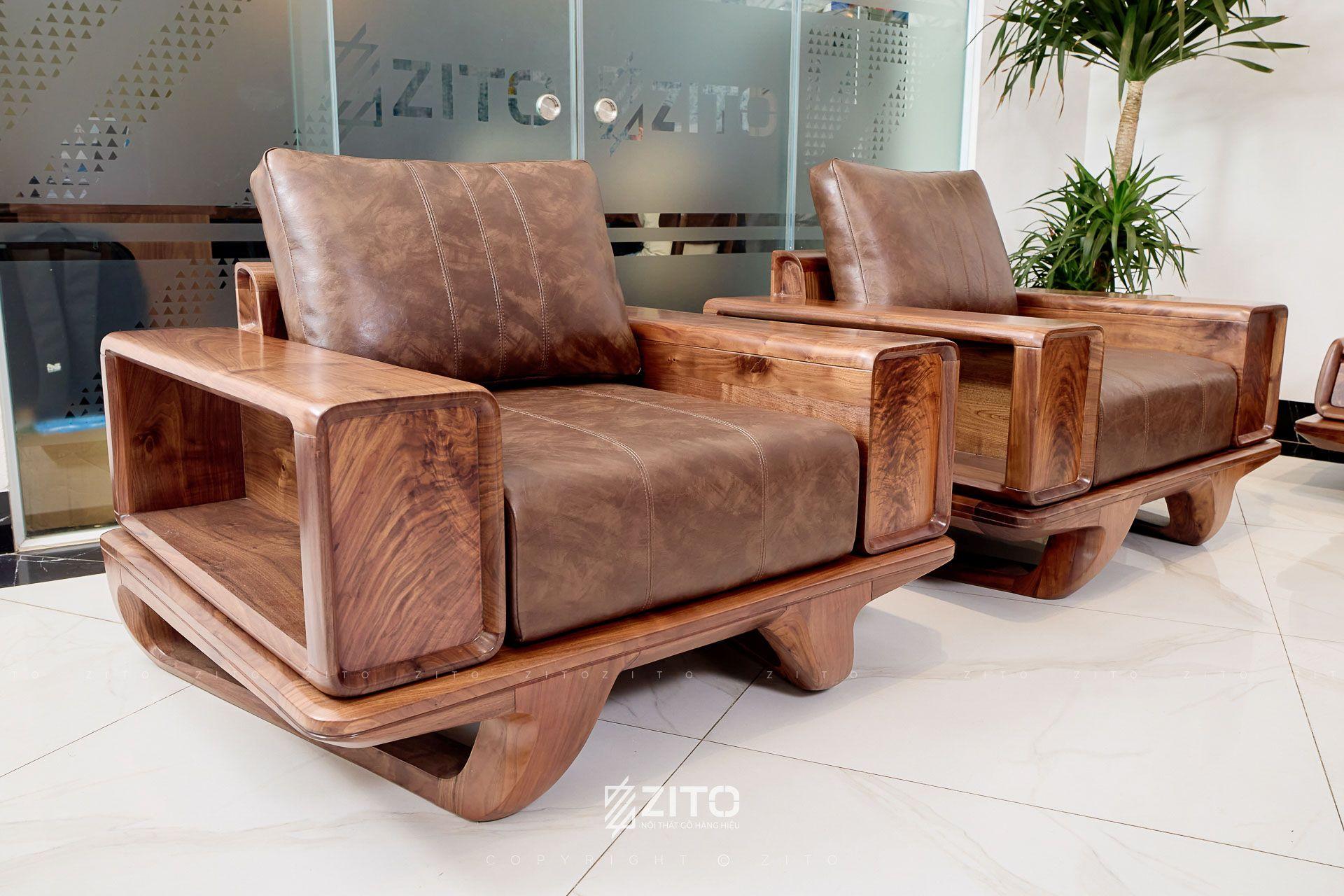 Sofa gỗ óc chó chữ U ZG 179 cỡ đại