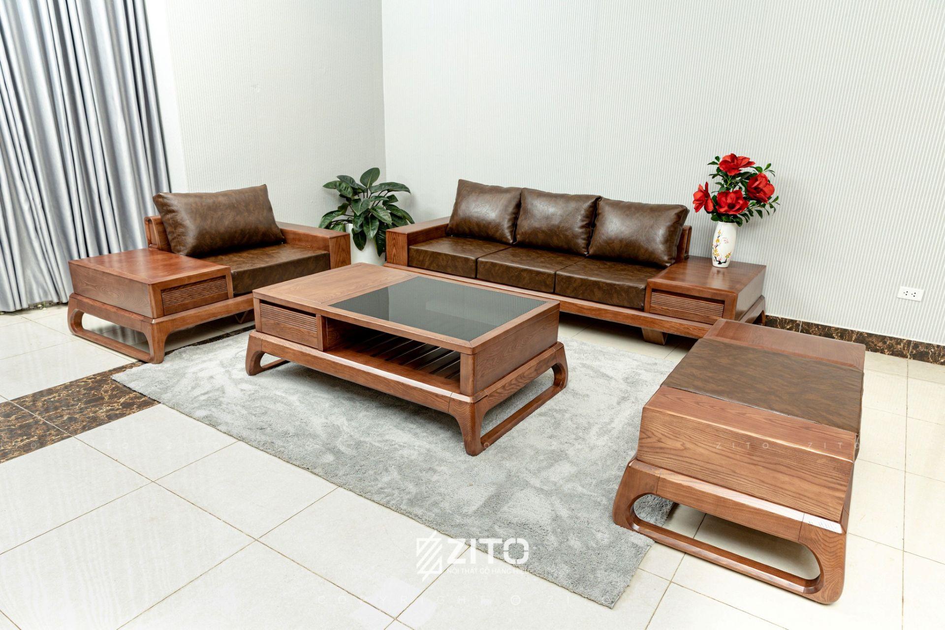 sofa gỗ tự nhiên chữ U ZG 156