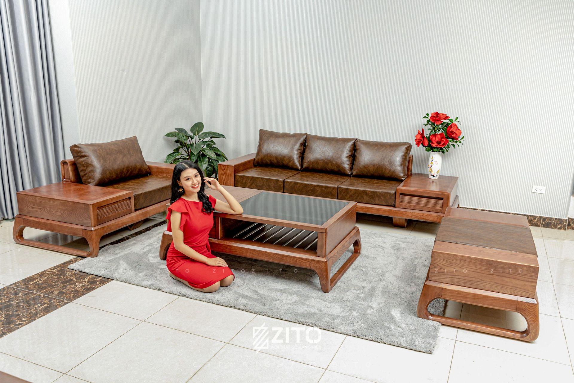 Sofa gỗ tự nhiên chữ U ZG 156