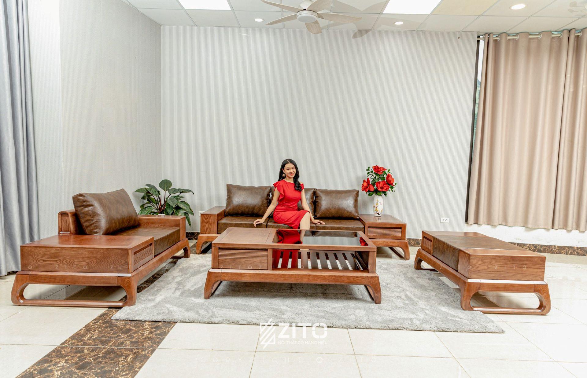 Sofa gỗ tự nhiên chữ U ZG 156