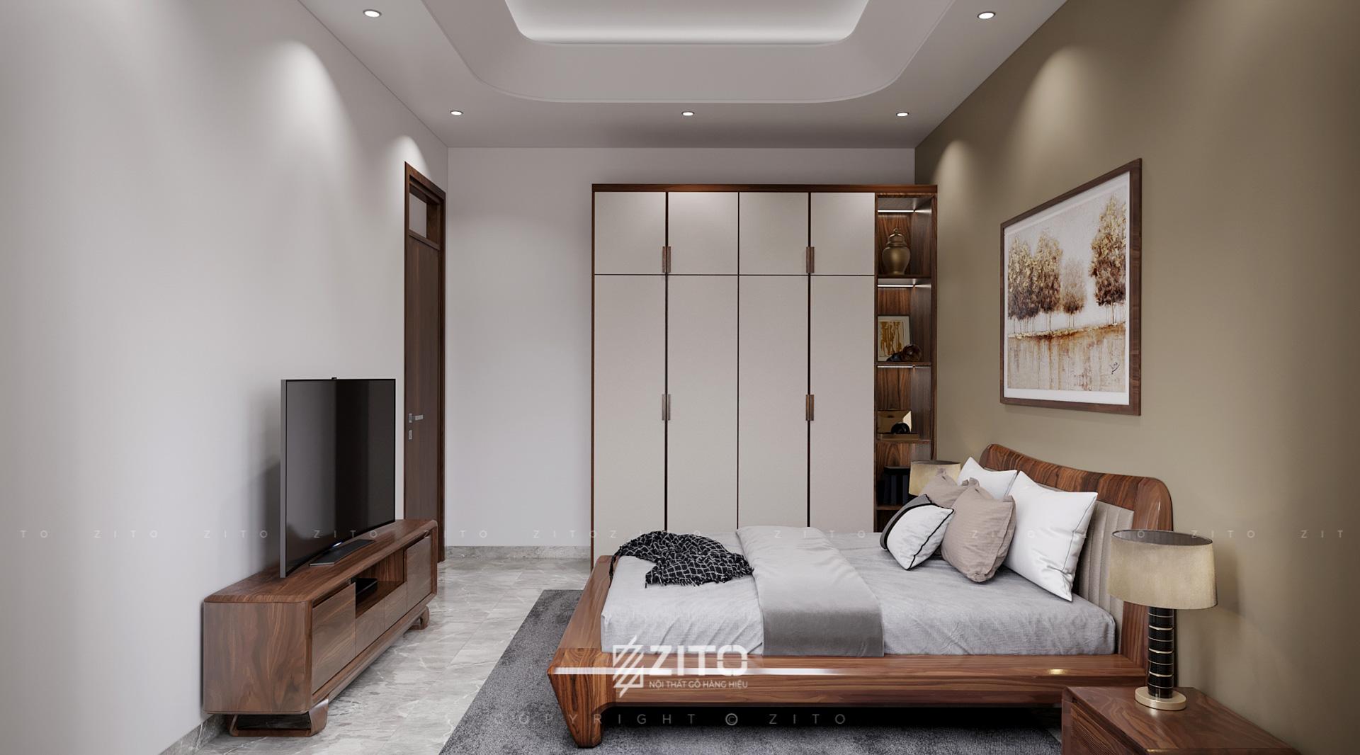 Thiết kế 3D tổng thể phòng ngủ master tối ưu công năng