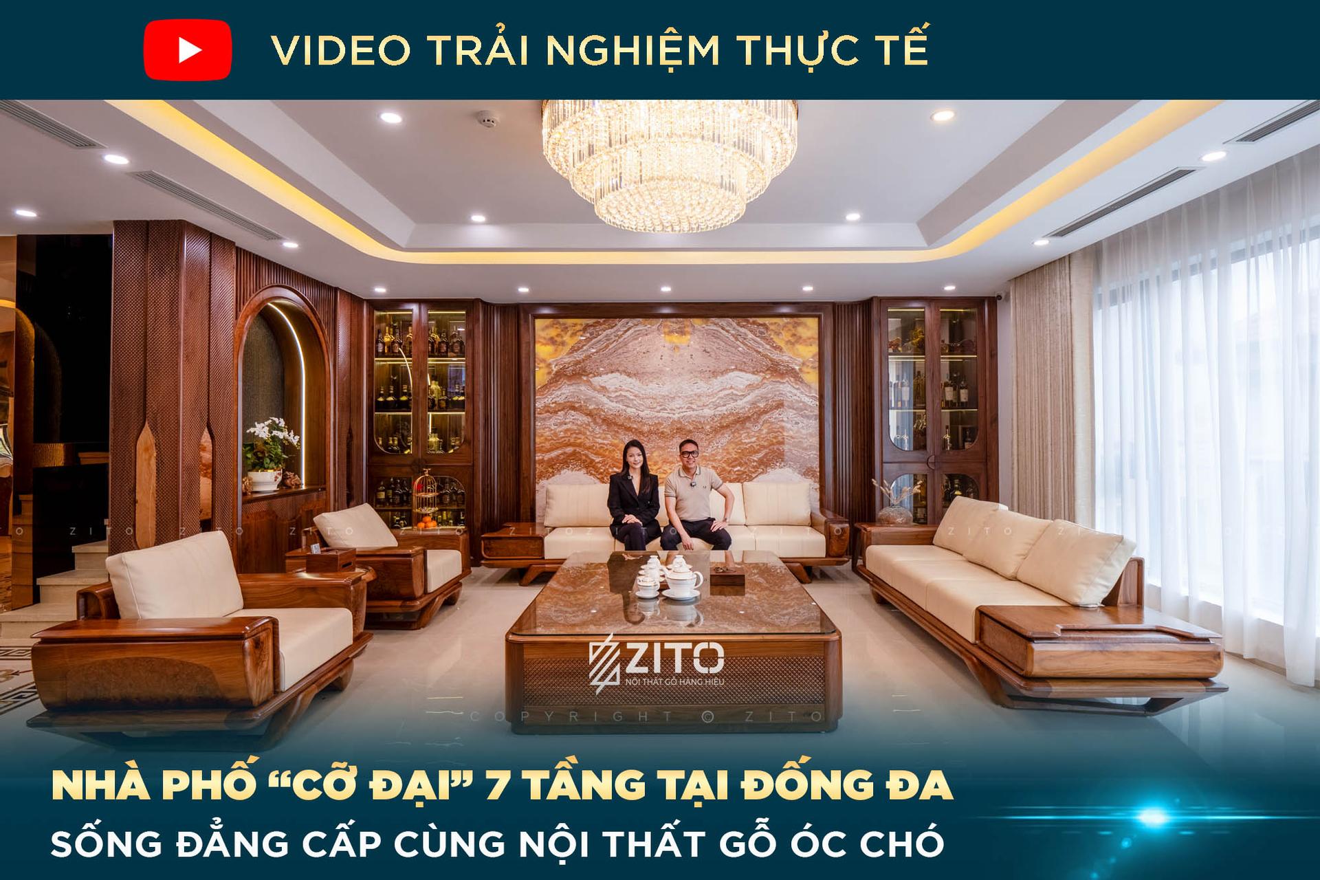 Thi công nội thất gỗ óc chó nhà phố 7 tầng Đống Đa
