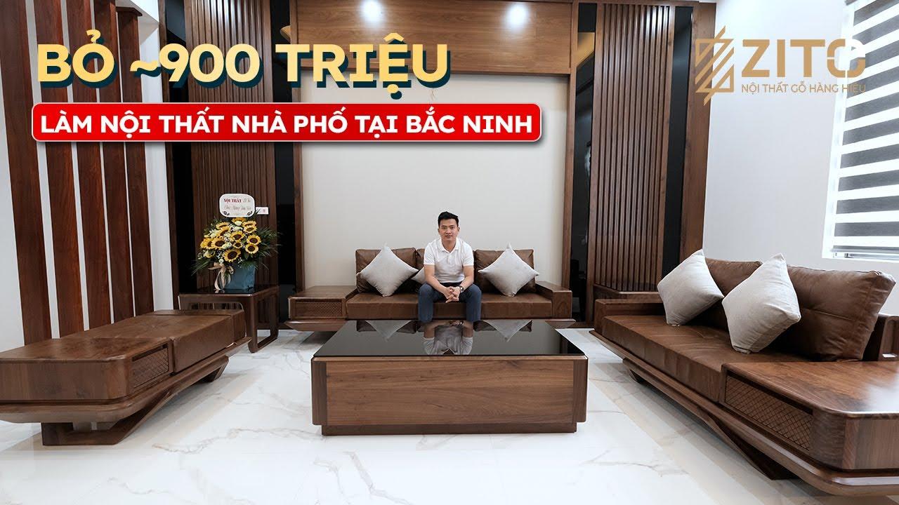 Nhà phố 80m2/sàn tại Bắc Ninh - Full nội thất gỗ óc chó hiện đại 