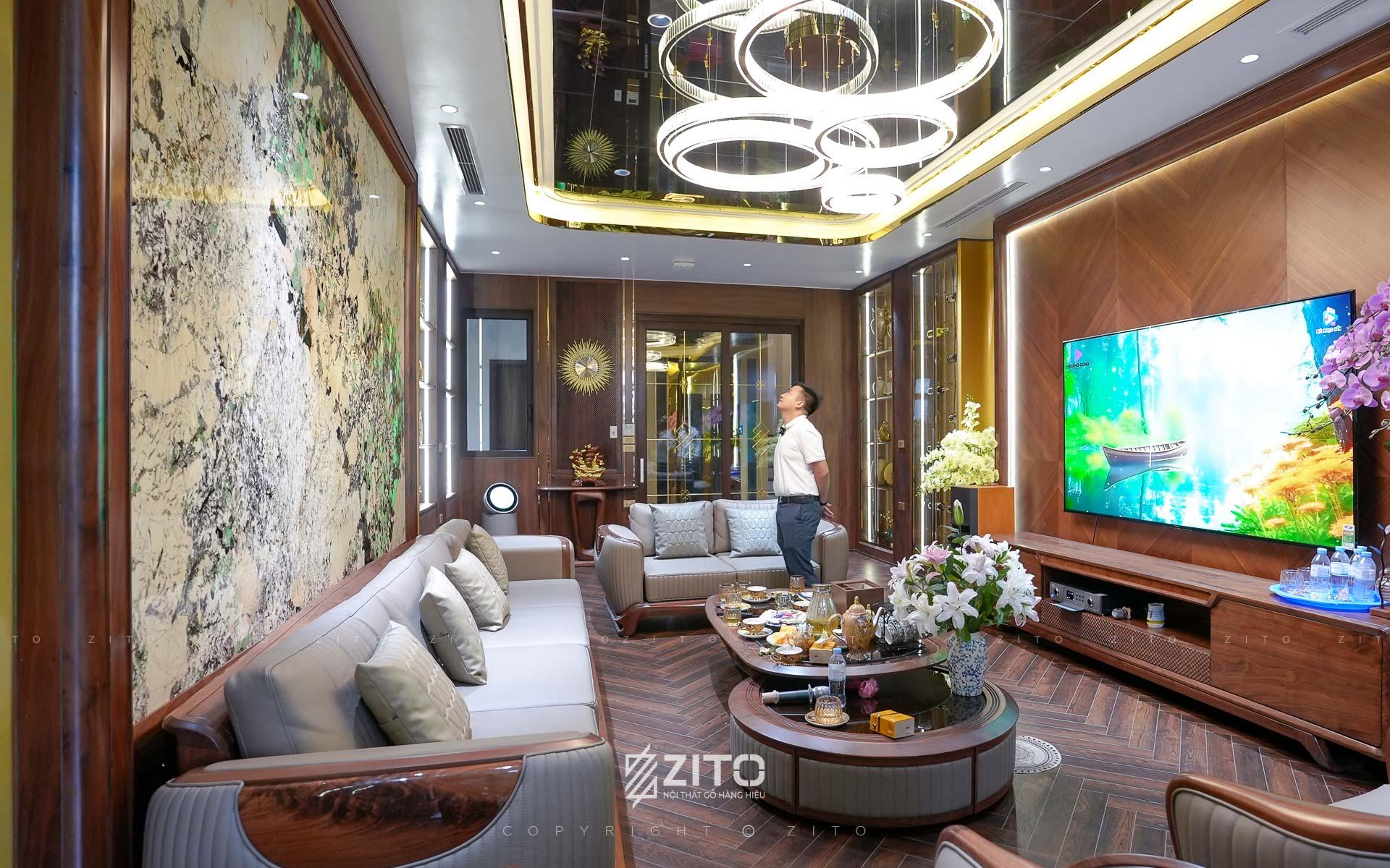 Thi công nội thất gỗ óc chó nhà phố Hà Đông
