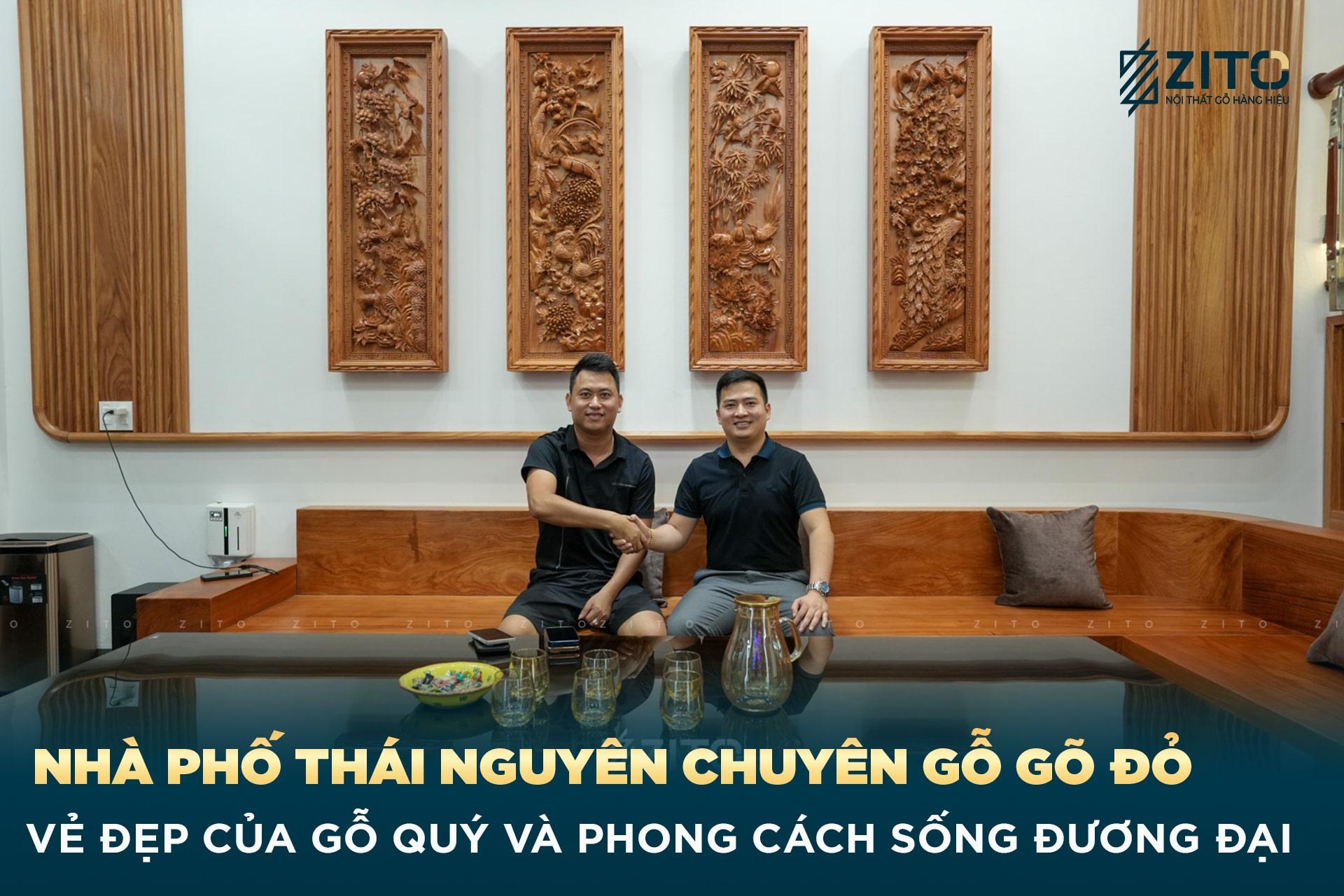 Thi công nội thất nhà phố Thái Nguyên gỗ gõ đỏ