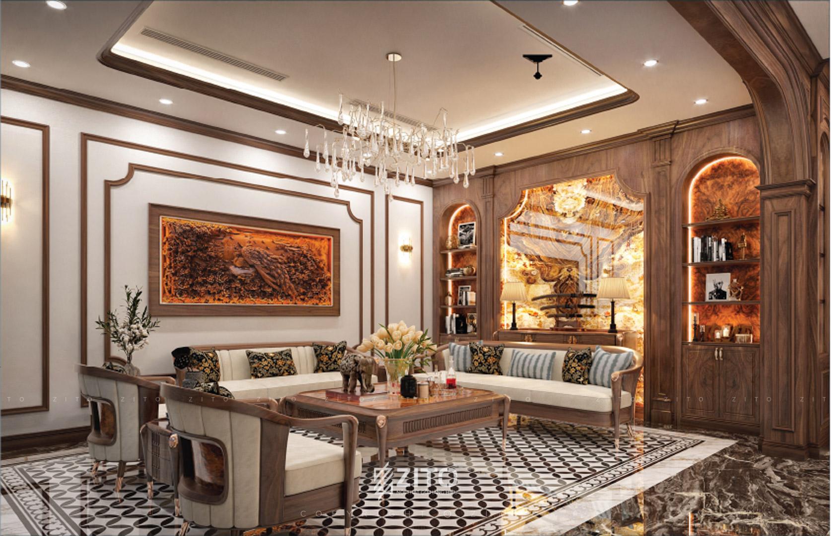 Mẫu thiết kế nội thất biệt thự Indochine