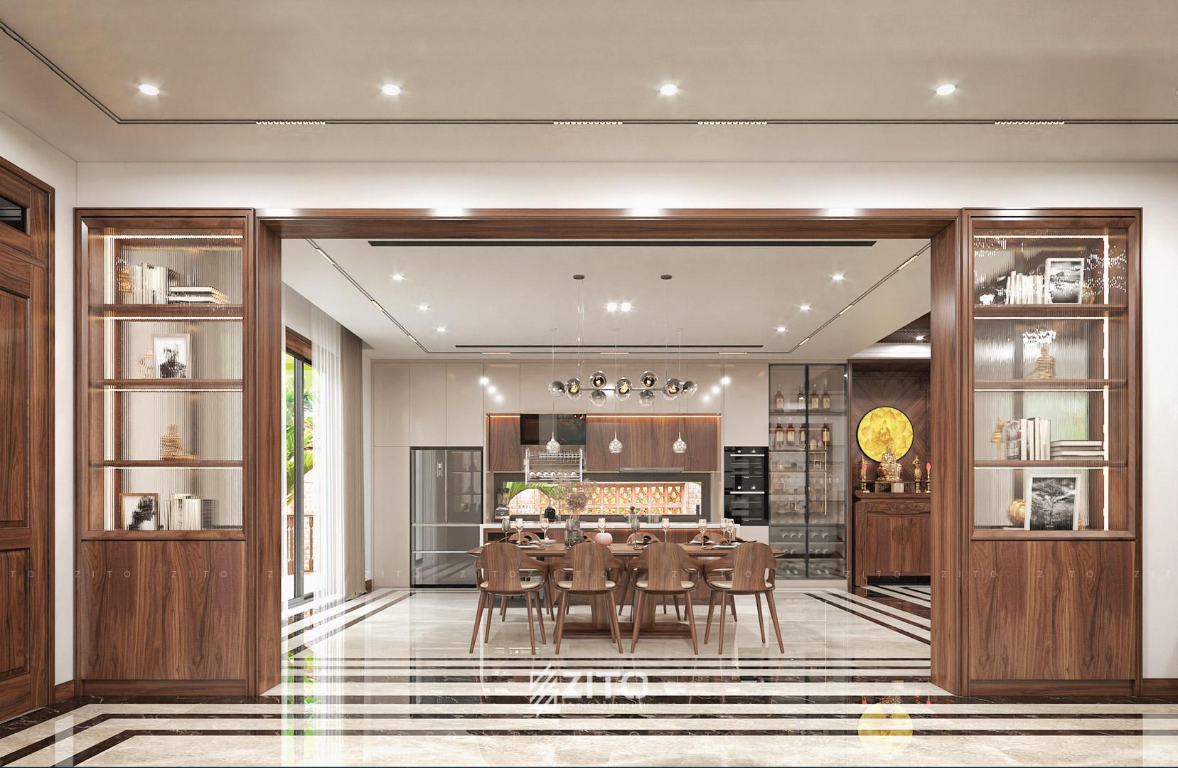 Mẫu thiết kế nội thất biệt thự phòng bếp đẹp hiện đại