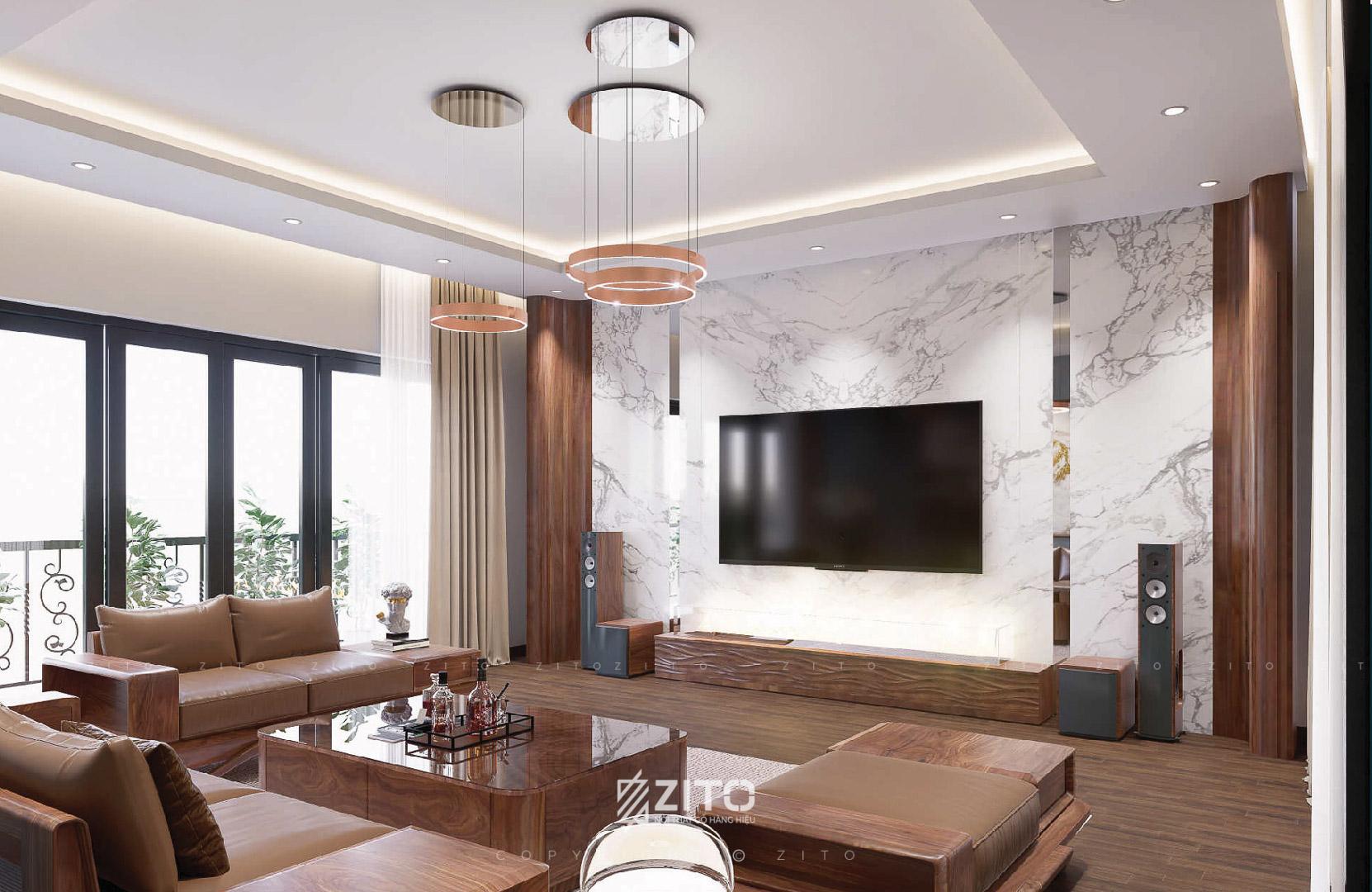 Mẫu thiết kế nội thất chung cư gỗ óc chó đẹp dẫn đầu xu hướng