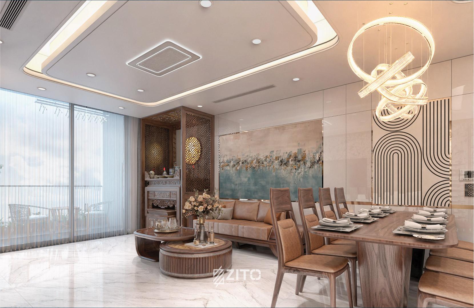 Nội thất chung cư cao cấp từ gỗ óc chó