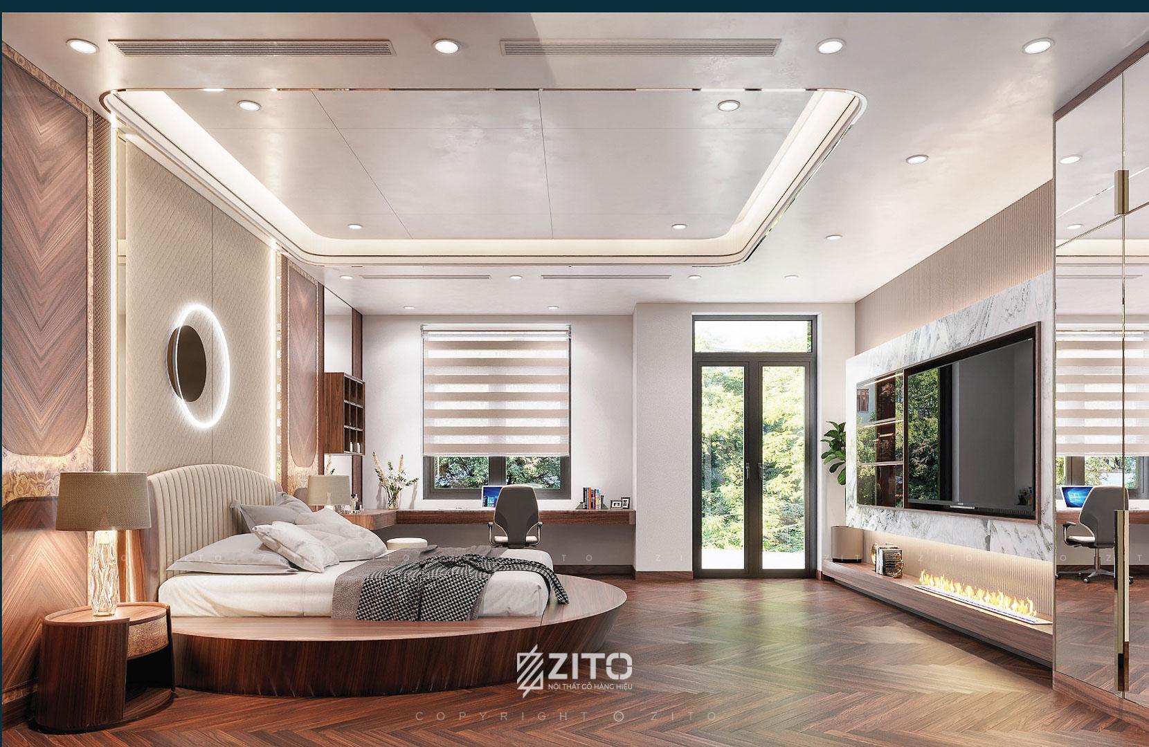 thiết kế thi công nội thất chung cư gỗ óc chó