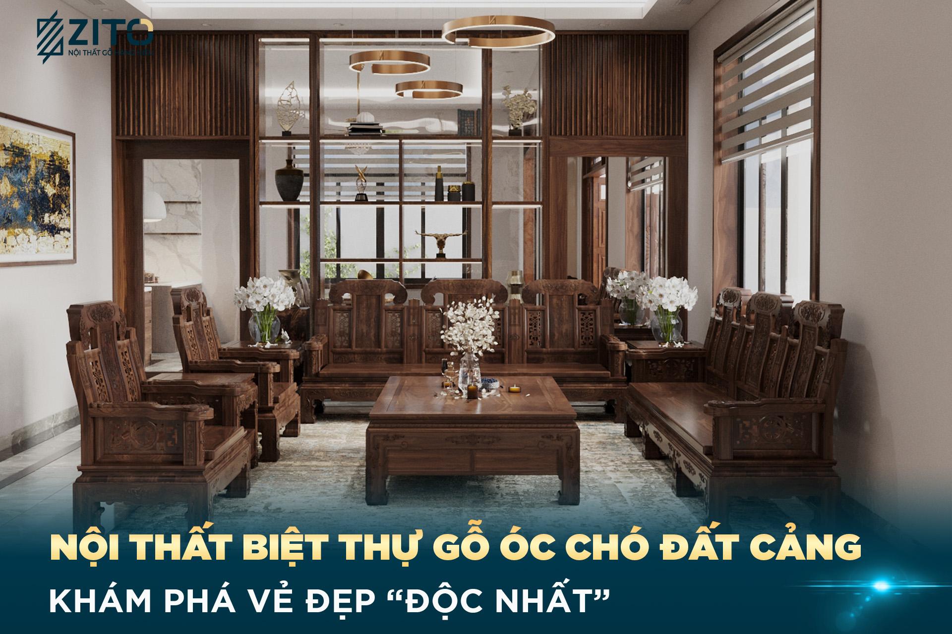 Thiết kế nội thất gỗ óc chó biệt thự anh Cường Hải Phòng