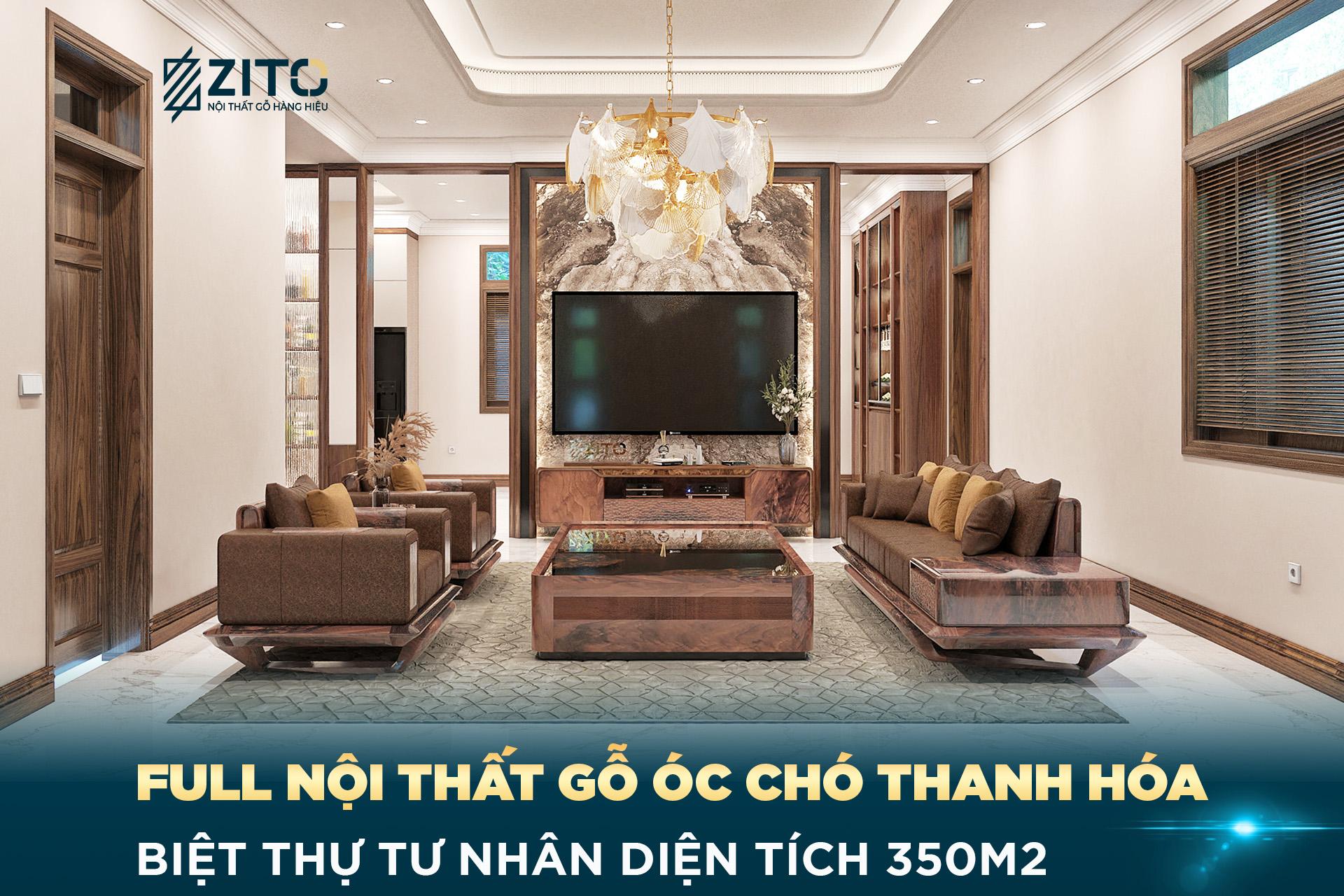 Thiết kế nội thất gỗ óc chó biệt thự anh Dũng Thanh Hoá