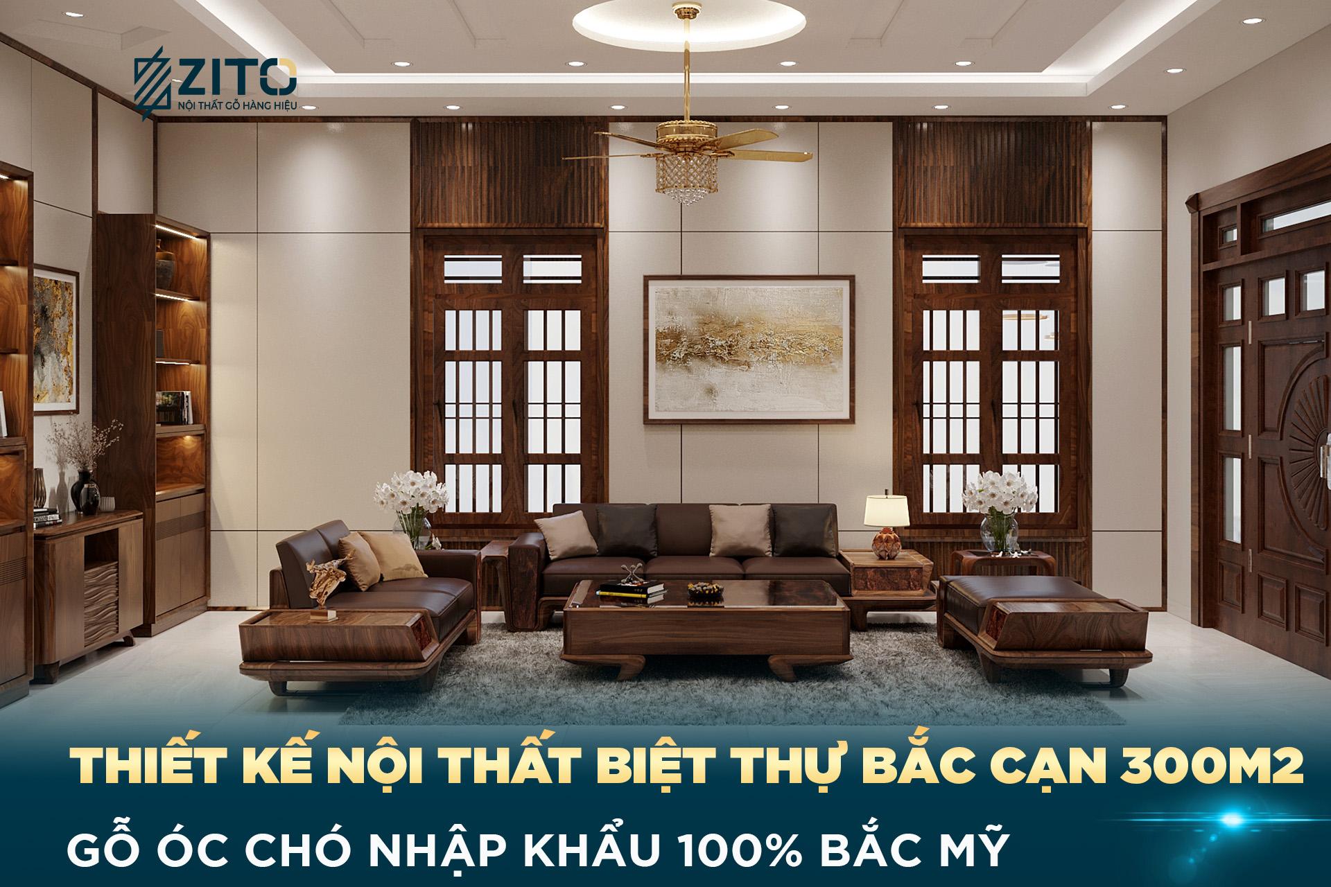 Thiết kế nội thất gỗ óc chó biệt thự anh Hoà Bắc Cạn