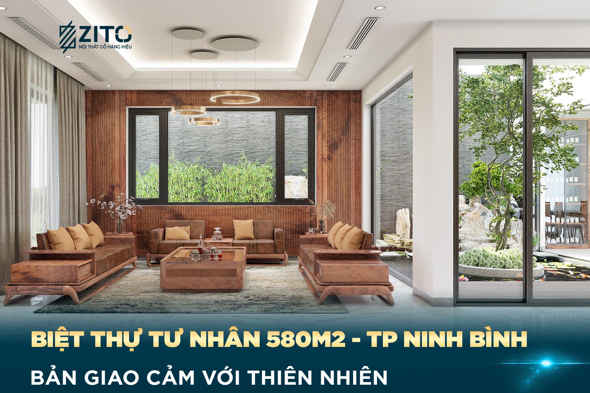 Thiết kế nội thất gỗ óc chó biệt thự anh Thuận Ninh Bình