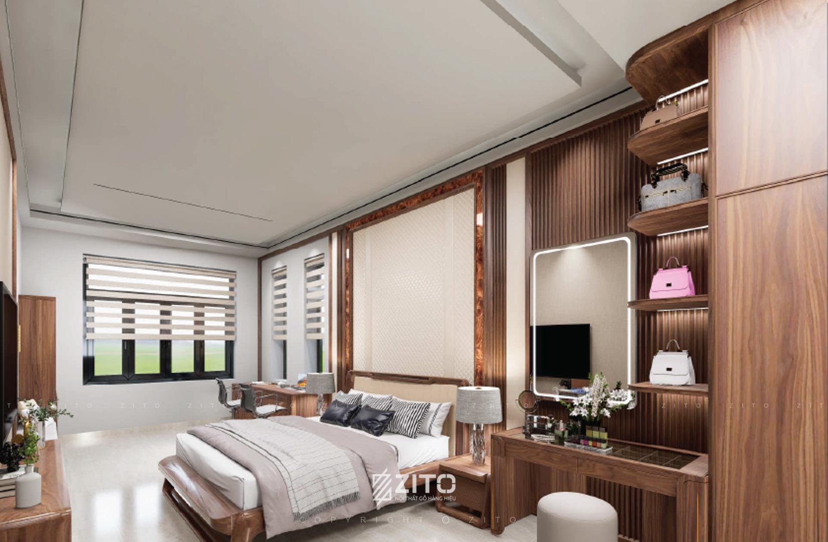 Phòng ngủ thường được bố trí mở, gần cửa sổ hoặc giếng trời để tận hưởng gió trời và ánh nắng tự nhiên