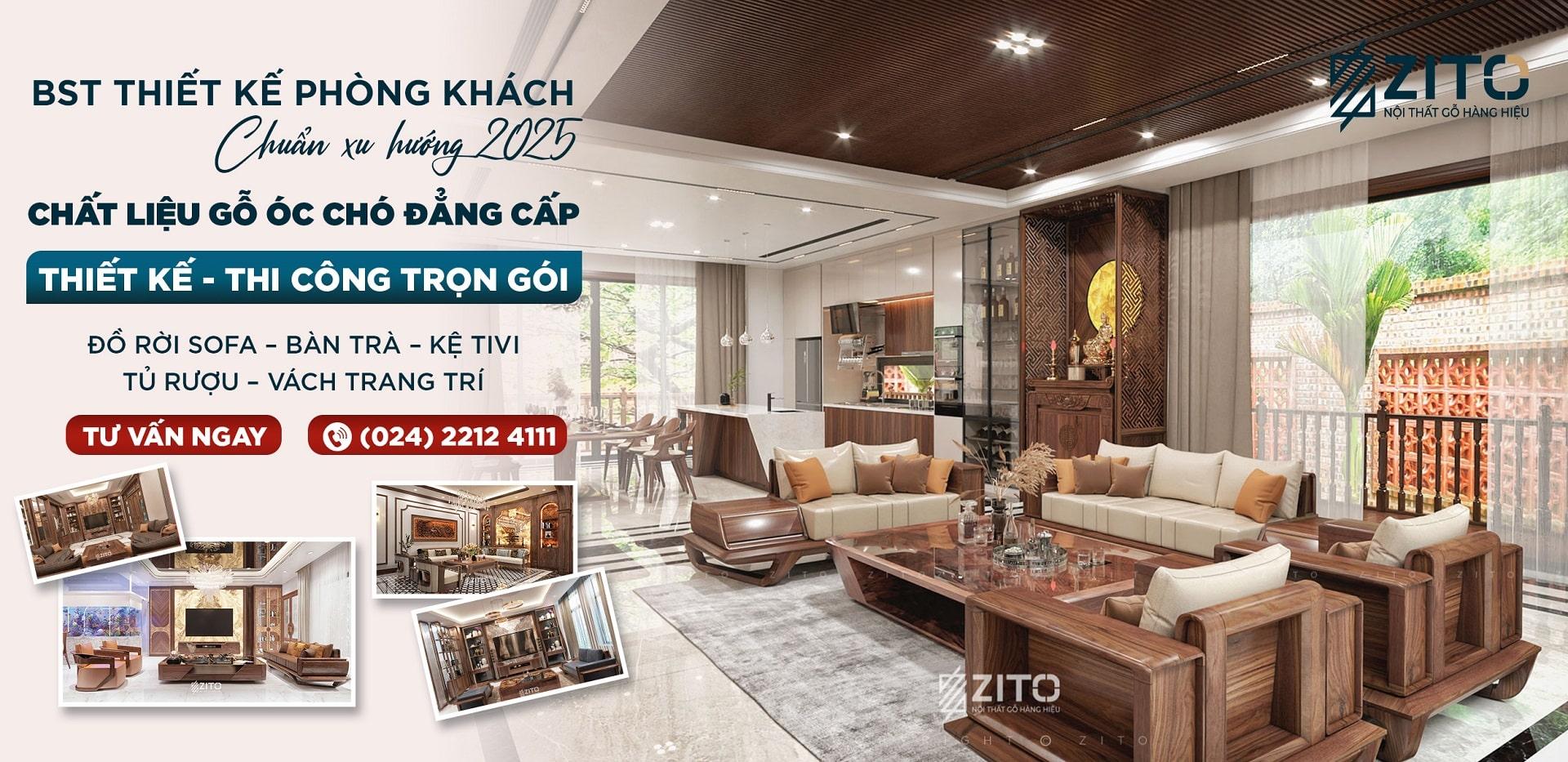 BST thiết kế nội thất phòng khách chuẩn xu hướng 2025
