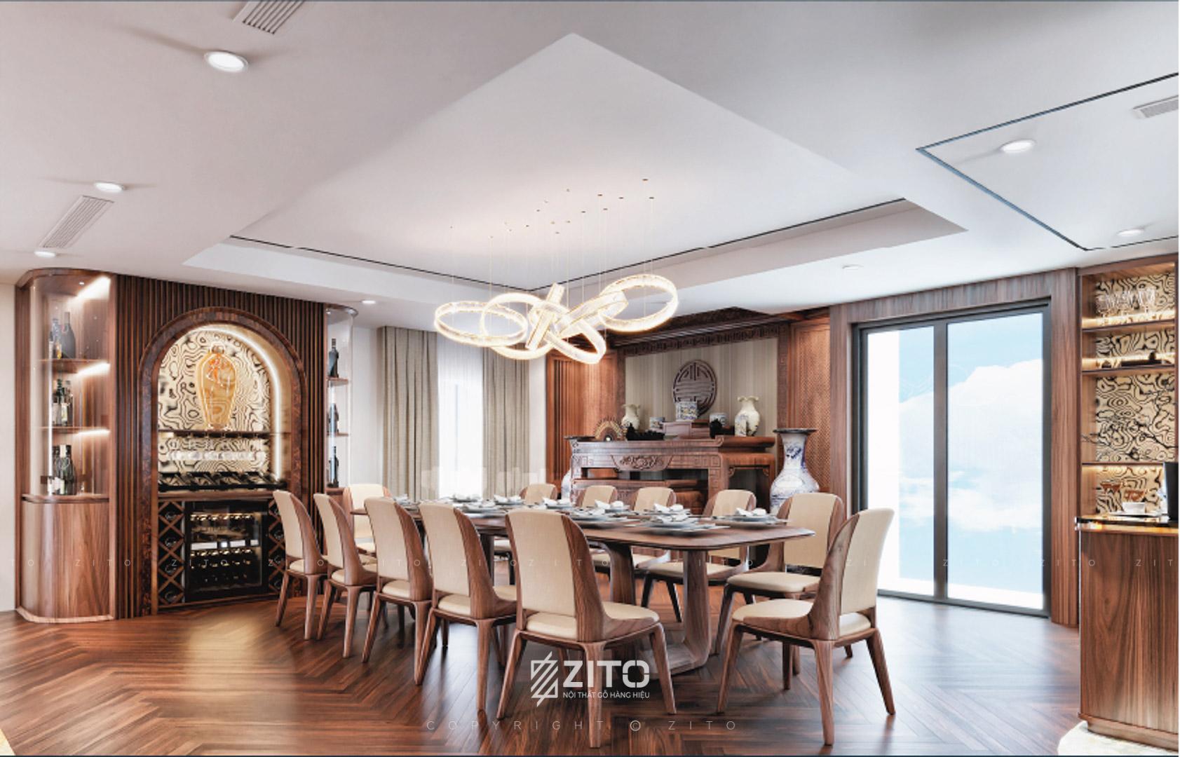 thiết kế thi công nội thất chung cư gỗ óc chó