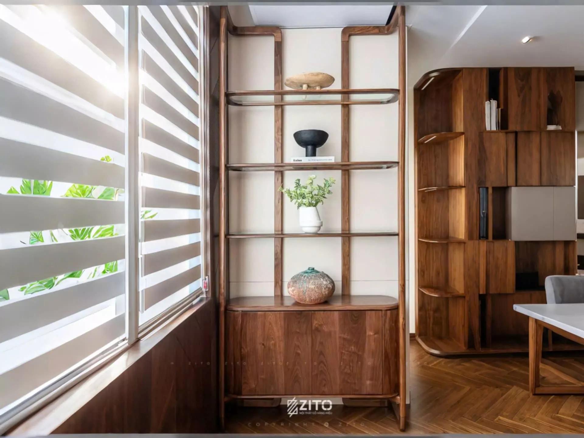 Tủ trang trí gỗ óc chó ZT 001 là sản phẩm mang đậm dấu ấn nghệ thuật, với thiết kế độc quyền từ ZITO
